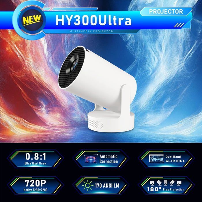 Draagbare videoprojector - STAMPILLE - Automatische trapeziumcorrectie - Gemotoriseerde scherpstelling - 210 ANSI lumen