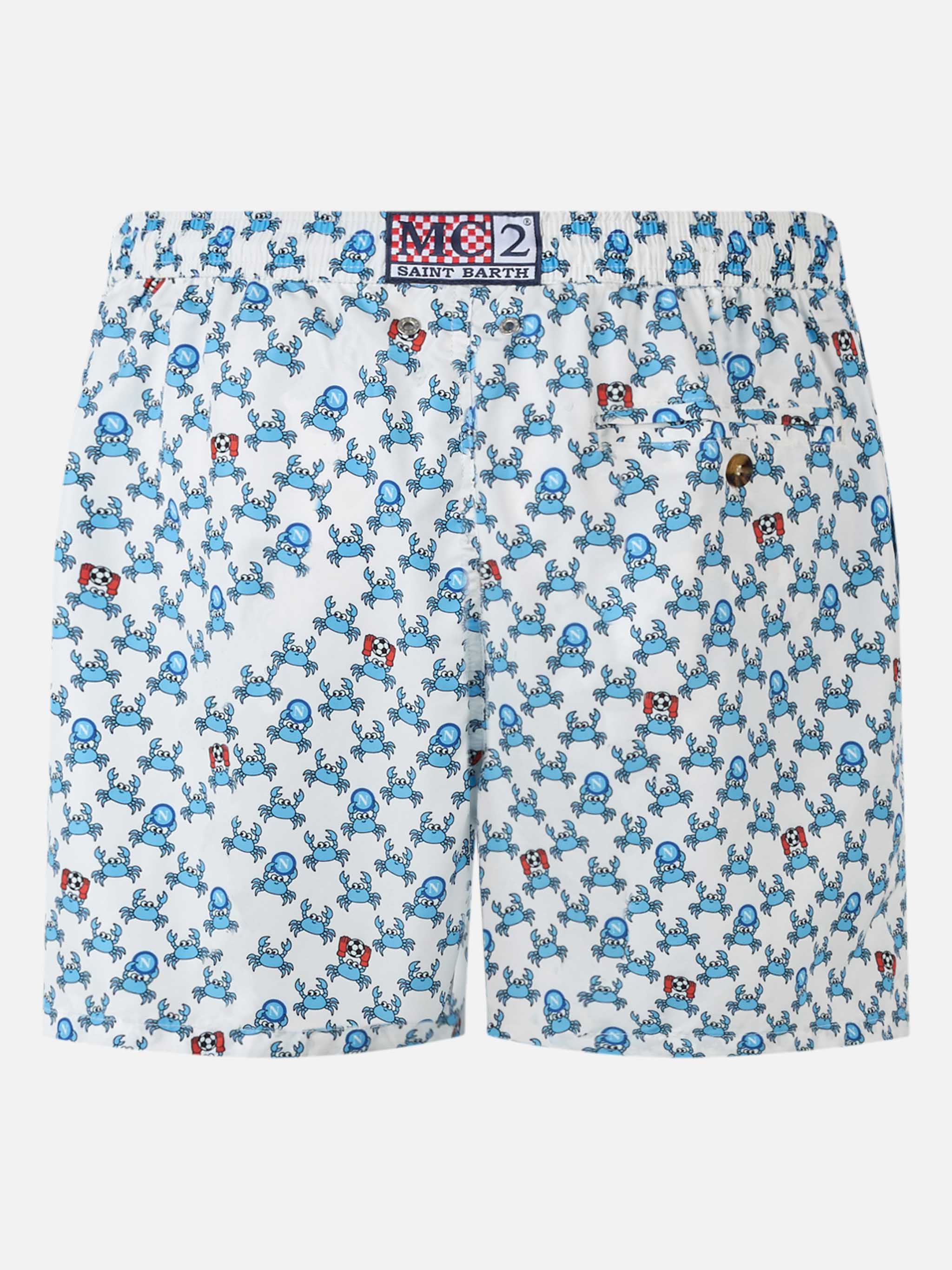 Costume da bagno da uomo in tessuto leggero con stampa Crab party e lo
