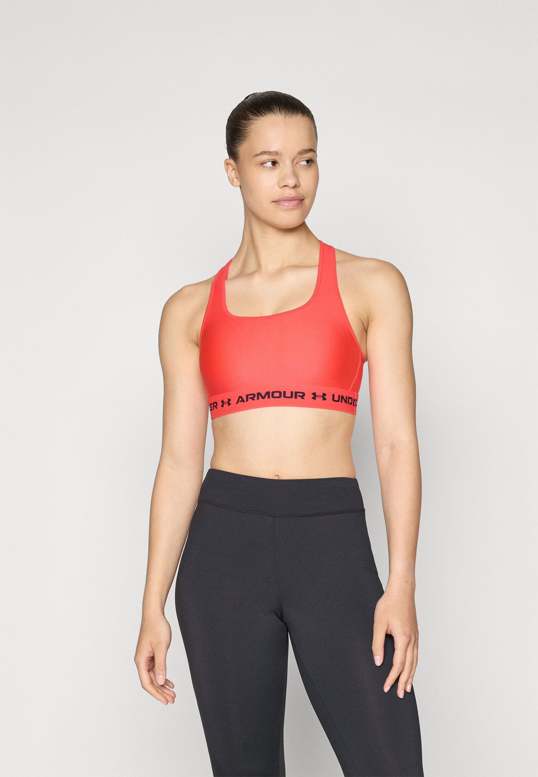 Soutien-gorge de sport Under Armour CROSSBACK MID - Maintien moyen - Rouge nageur/noir