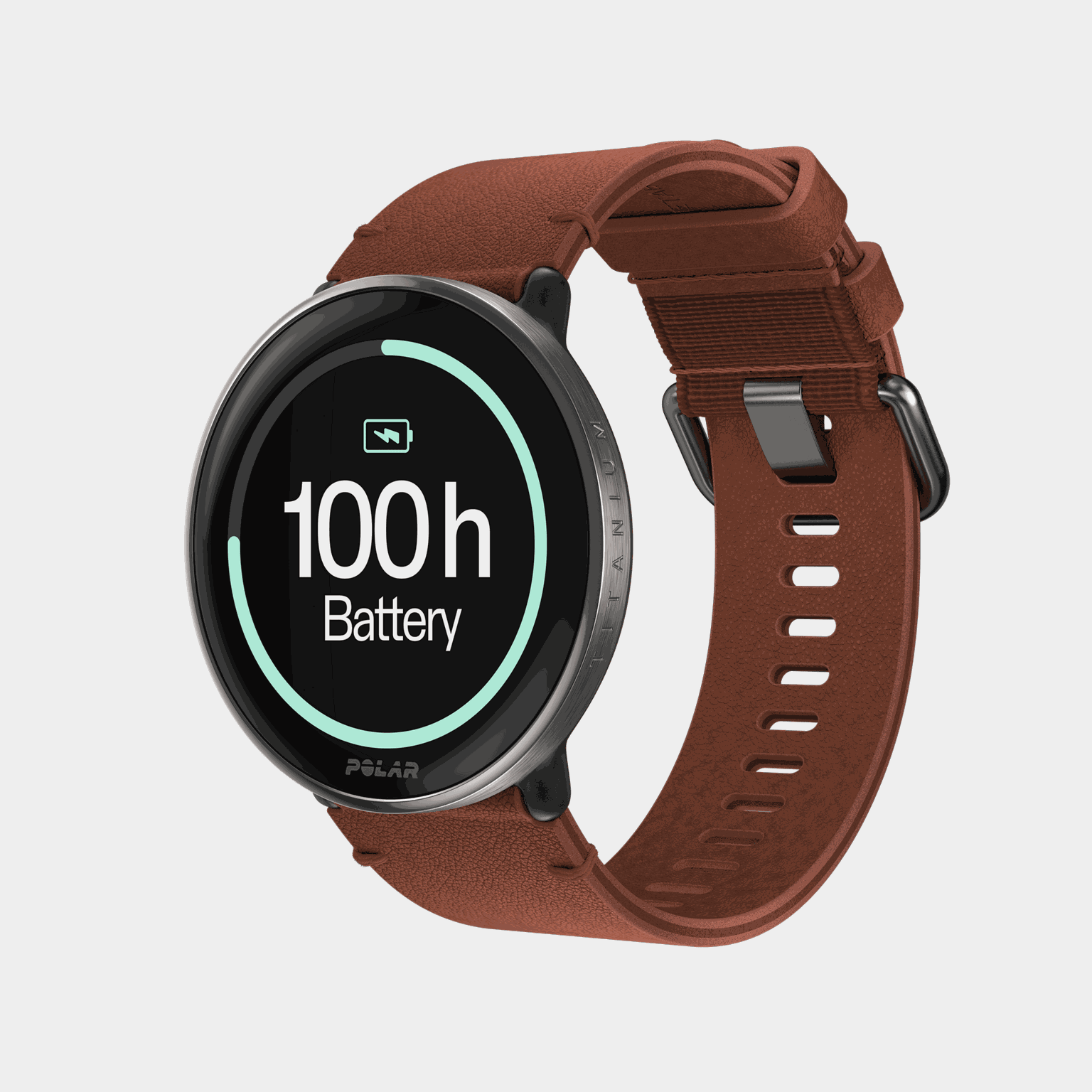  Polar Ignite 3 Smartwatch z tytanowym i brązowym paskiem skórzanym – czarny