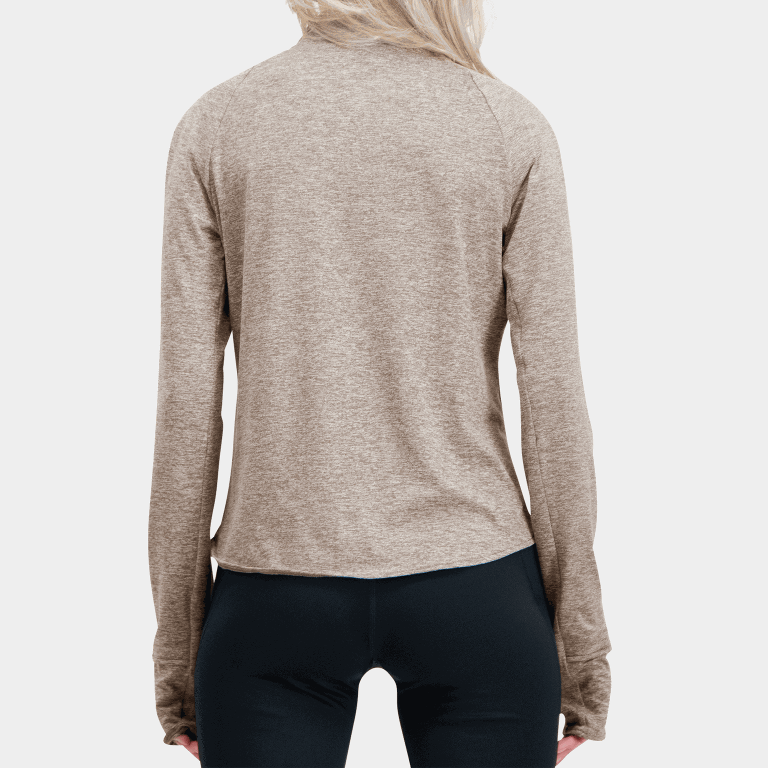 Blusa feminina Swift Dri-FIT com zíper e proteção UV - Marrom