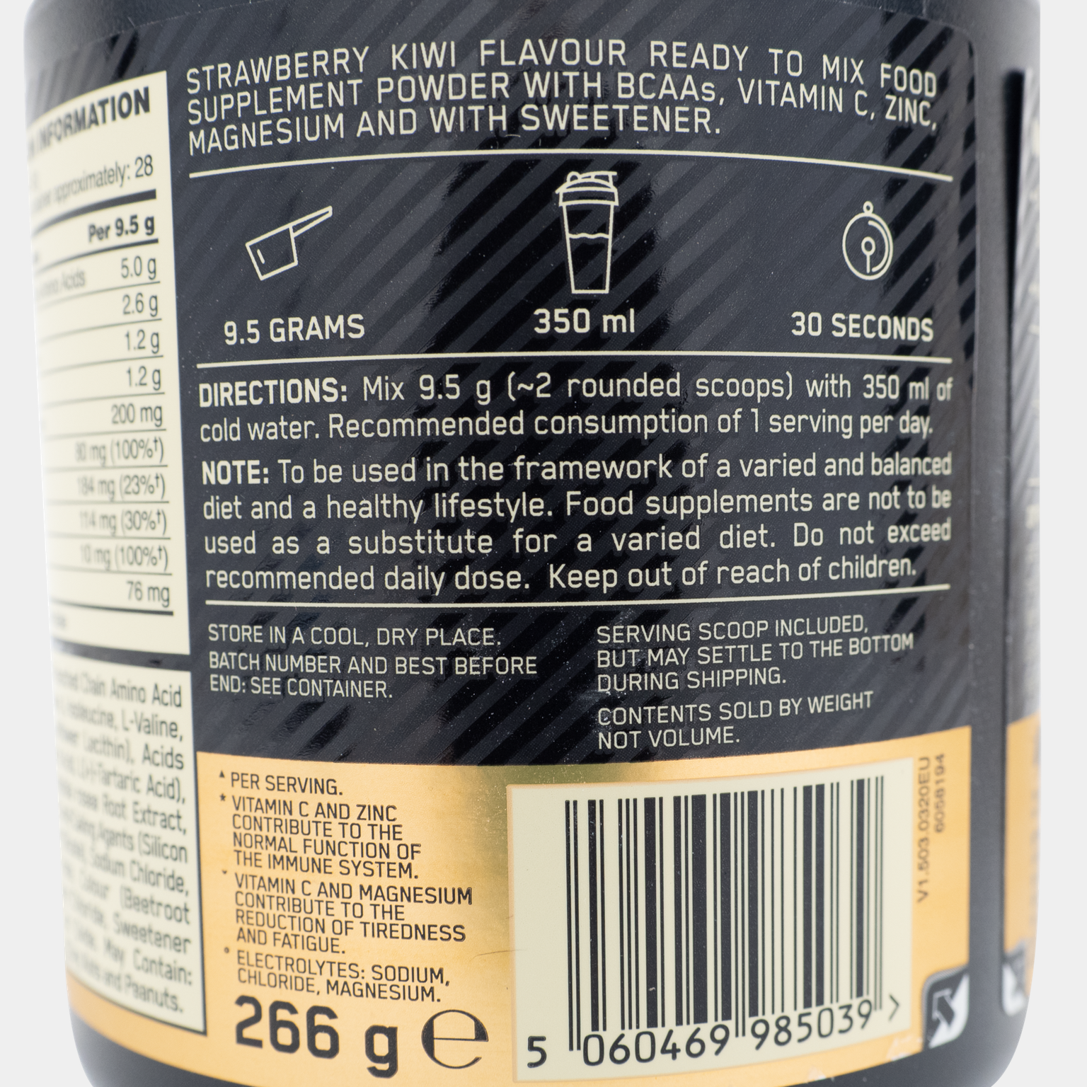 Gold Standard BCAA 266g, suplement diety