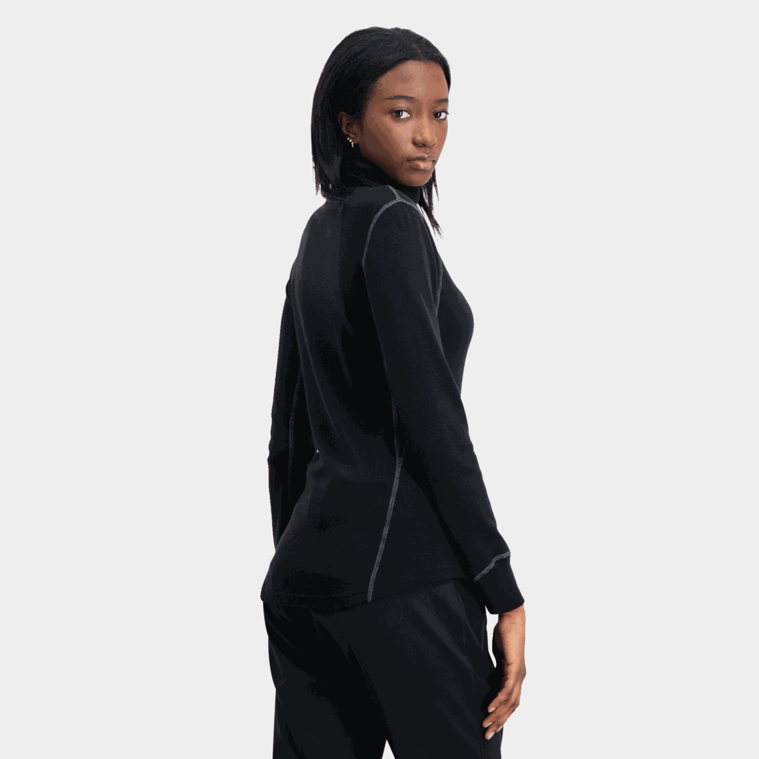Fleece trui met ritssluiting voor dames - Zwart