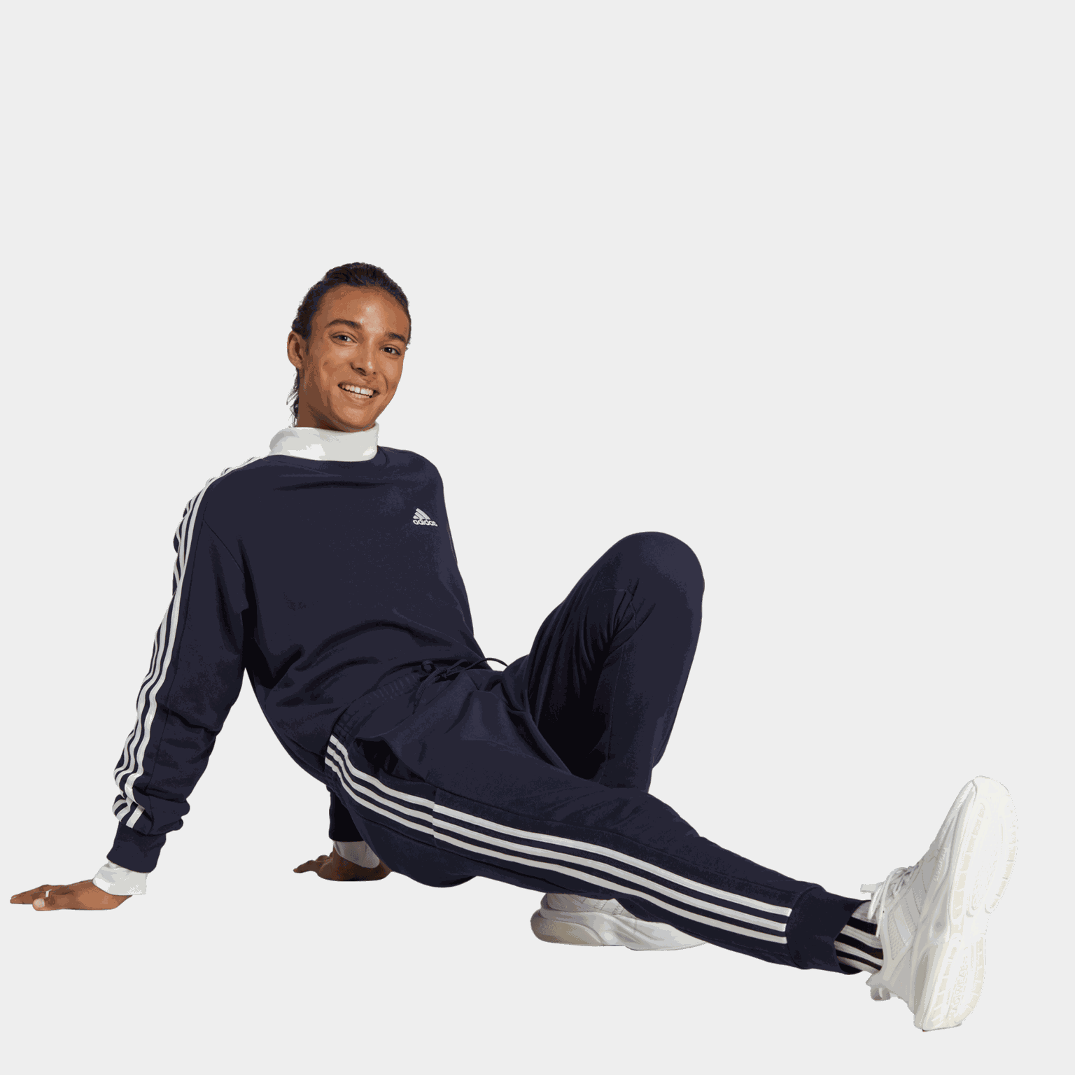Essentials French Terry Tapered Cuff 3-Stripes Joggers, joggebukse, herre - Svart