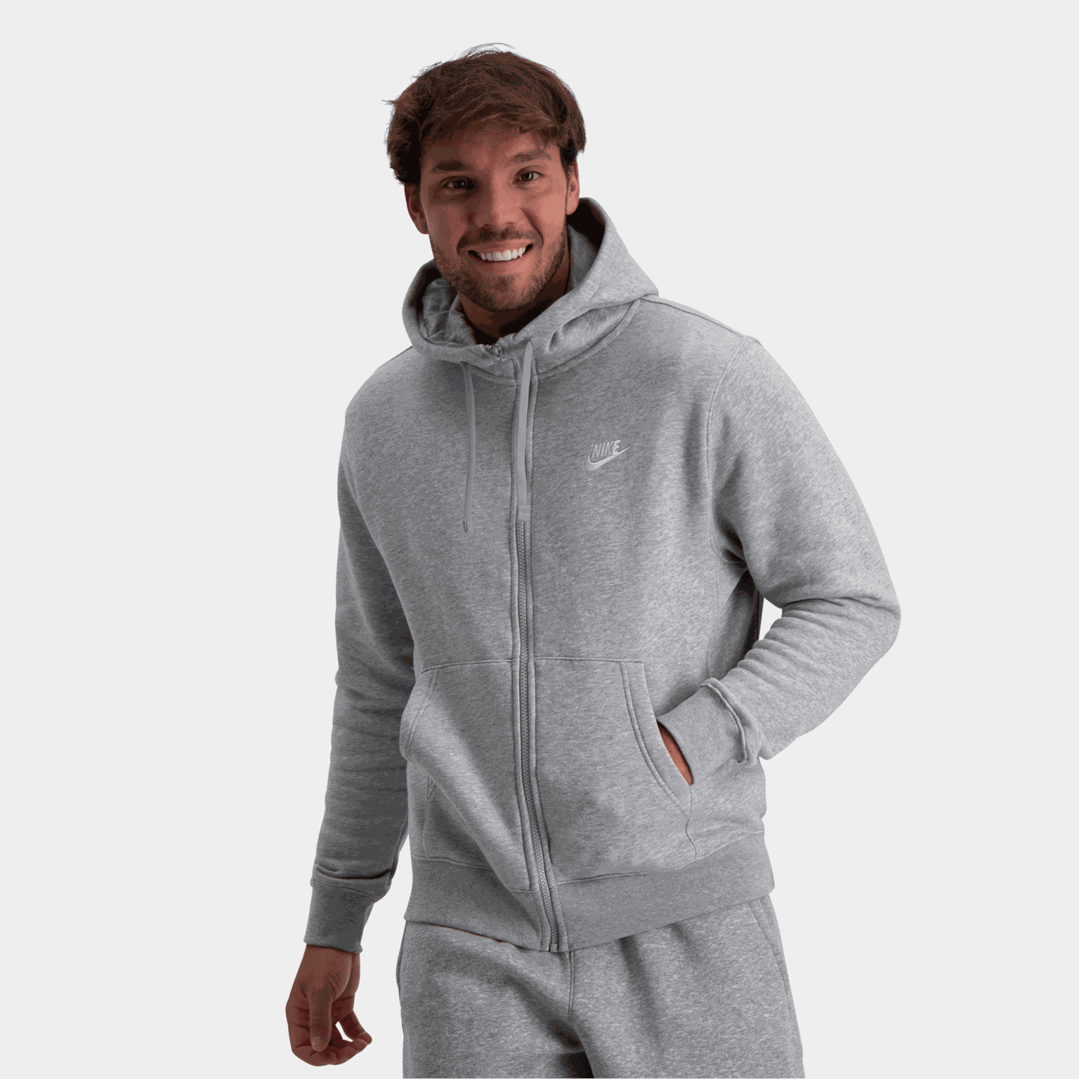 Herensweatshirt met rits en clubpasvorm.
