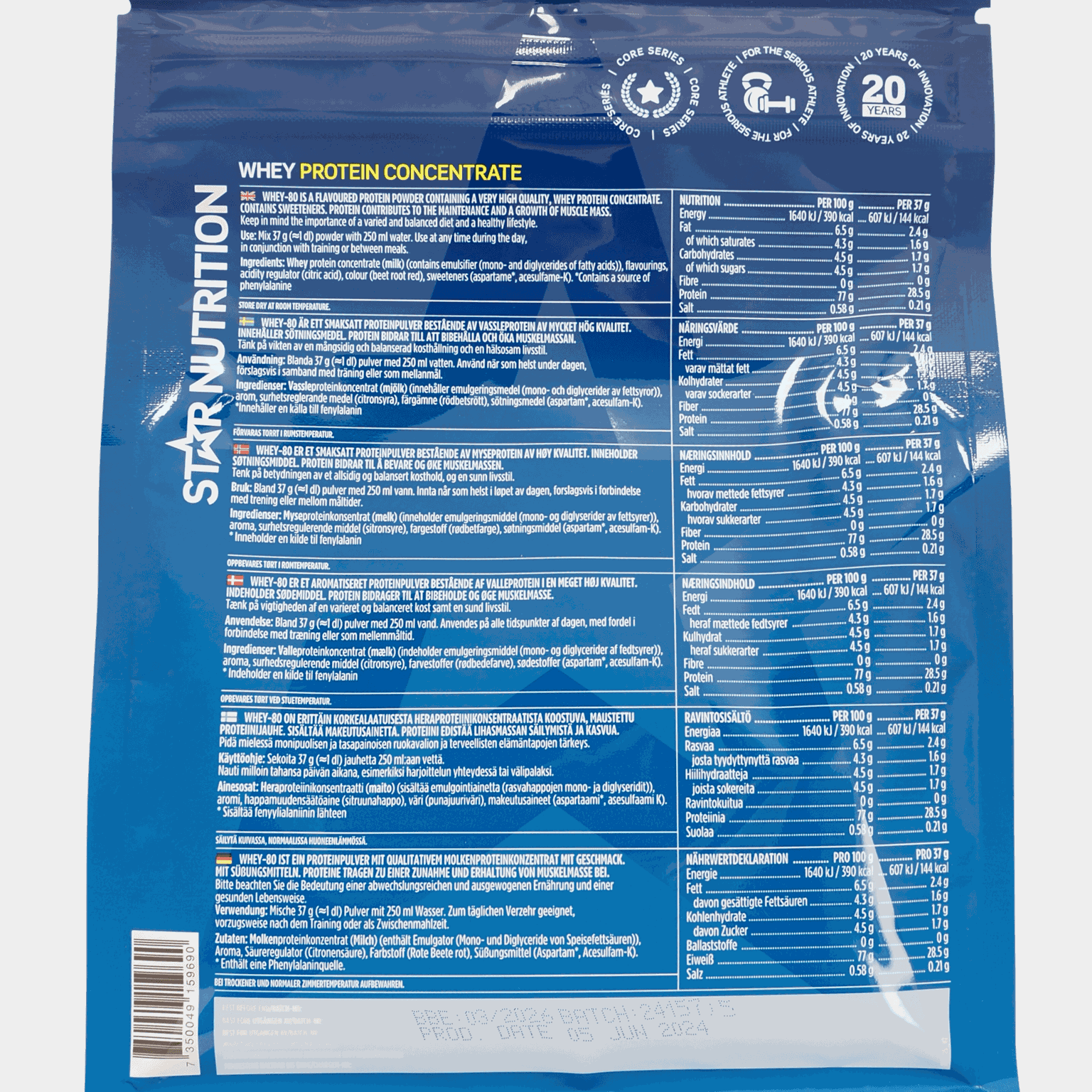  Whey-80 Syrovátkový proteinový prášek s jahodovou příchutí – modrý