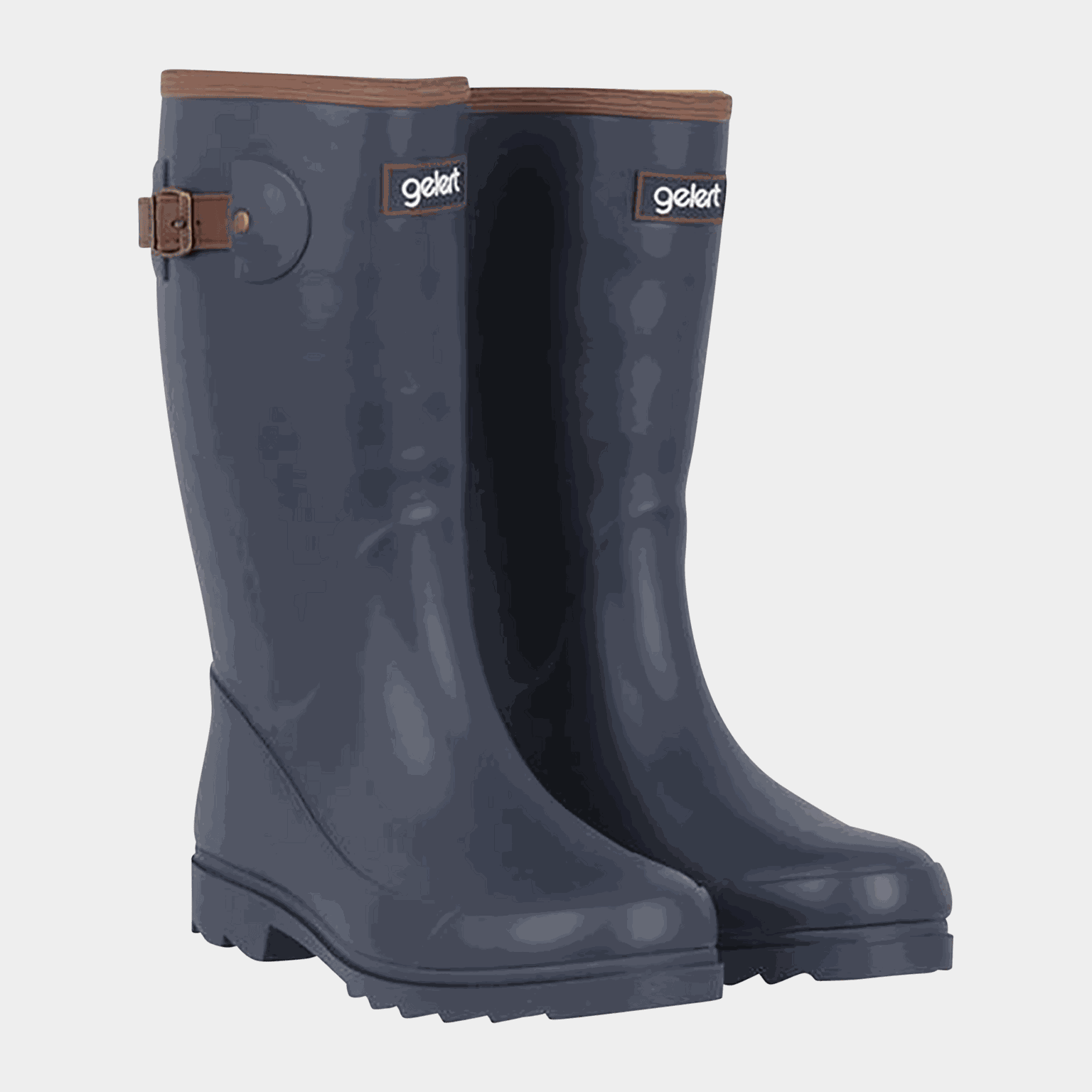  Damskie niebieskie gumowe buty z podszewką skórzaną