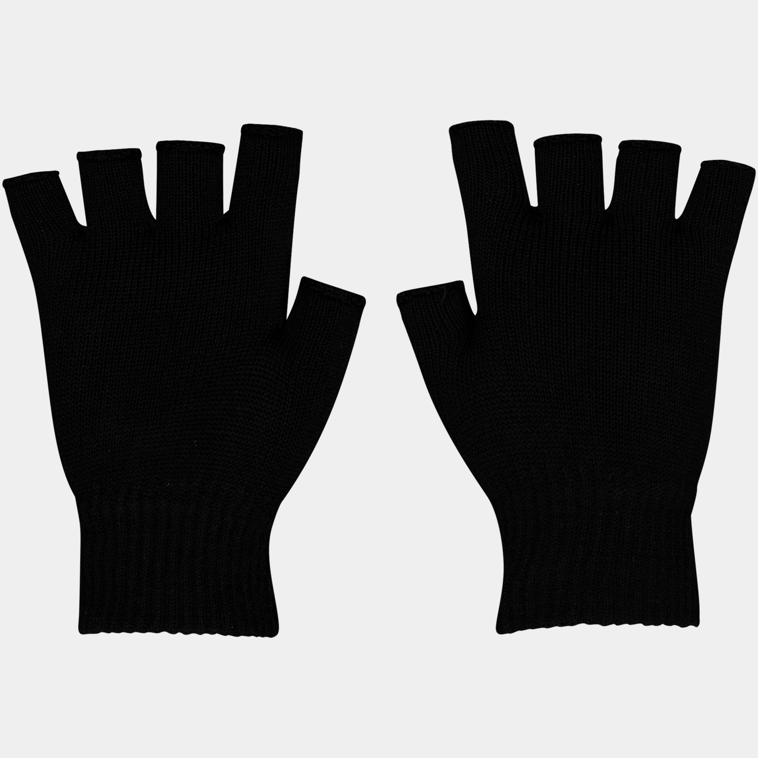  Gants sans doigts en mérinos tricotés – Noirs