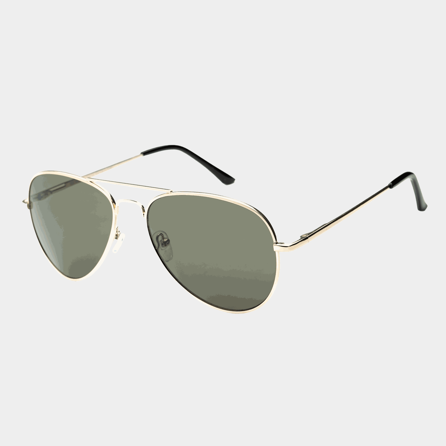 011 Waye Gold Frame With Green Lens, solbriller, pilotbriller, unisex - Gull