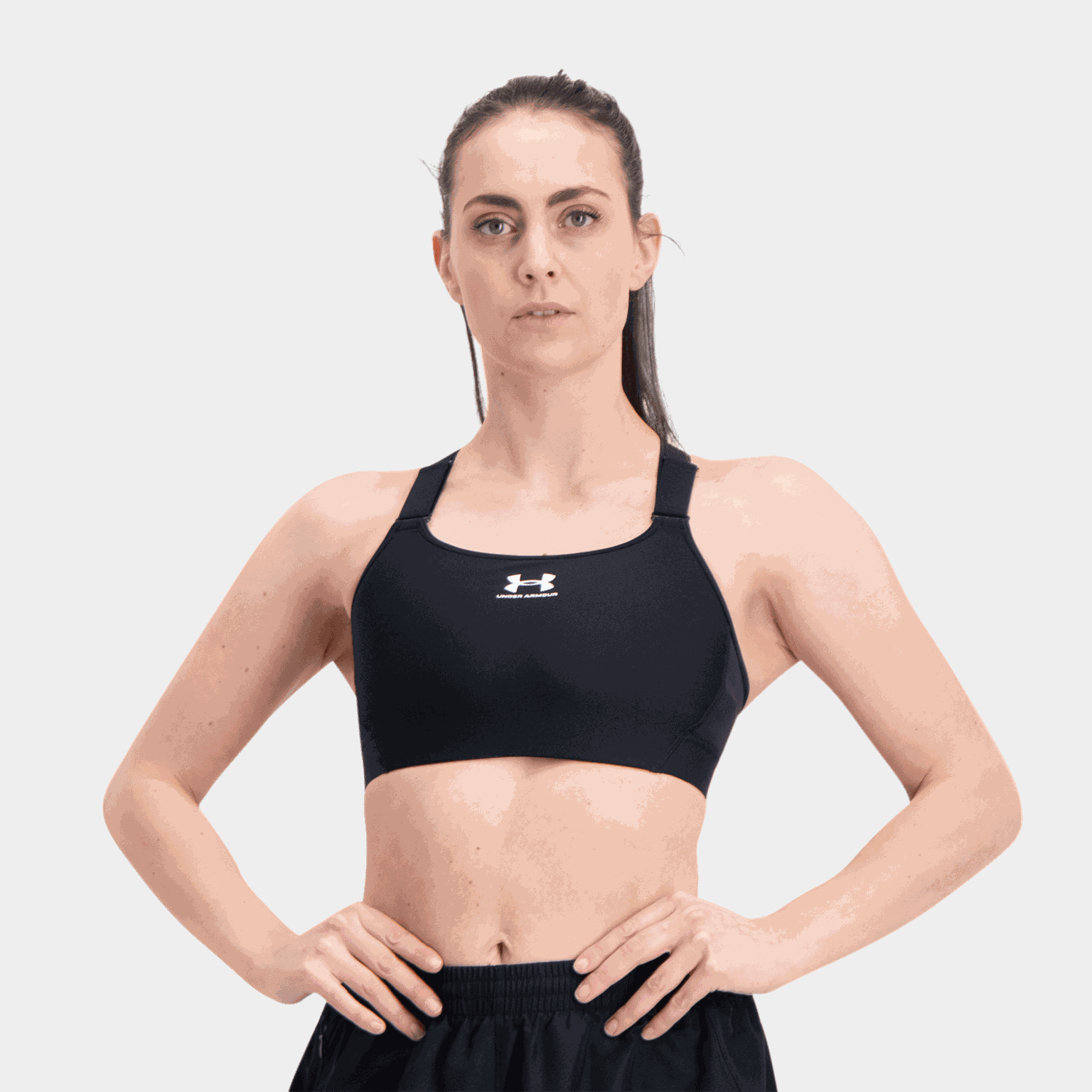 HeatGear High, sports-BH, dame - Svart