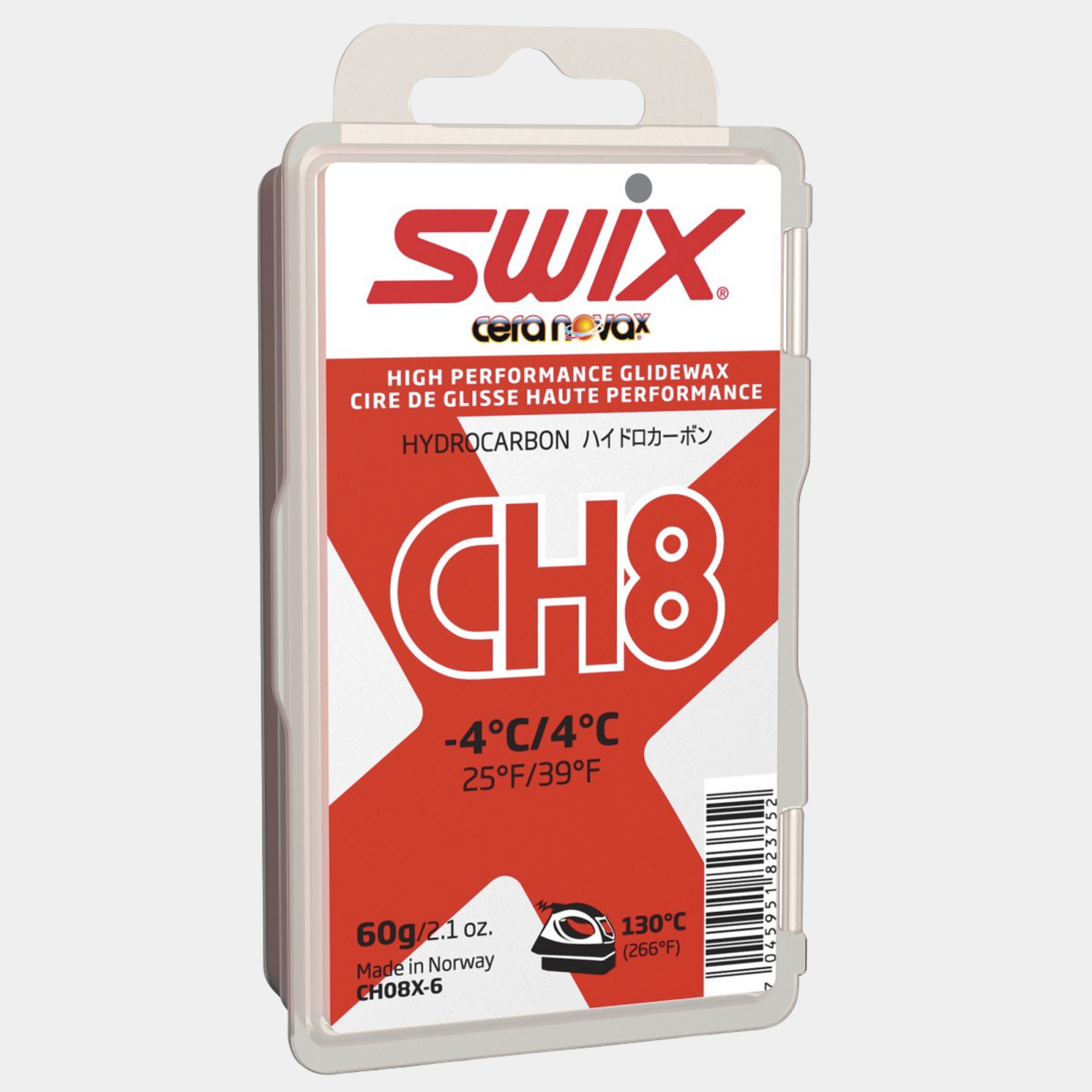  Cera para esqui CH8X Vermelha, -4°C/4°C, 60 g -