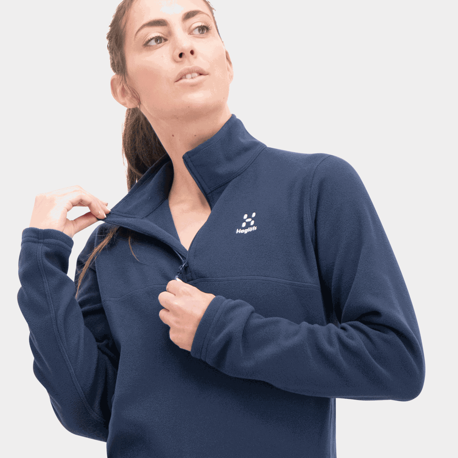 Pollux fleece hoodie met halve rits voor dames