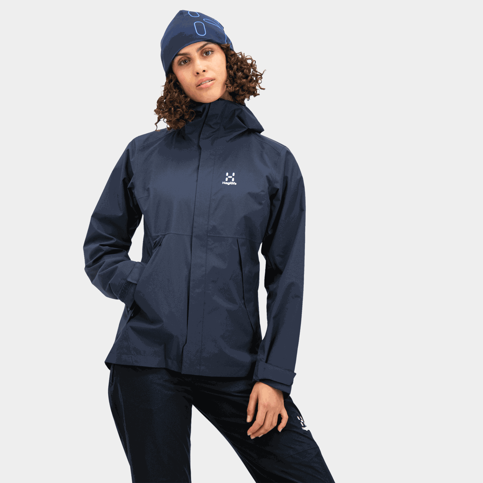  Jaqueta impermeável feminina da Velum - azul escuro
