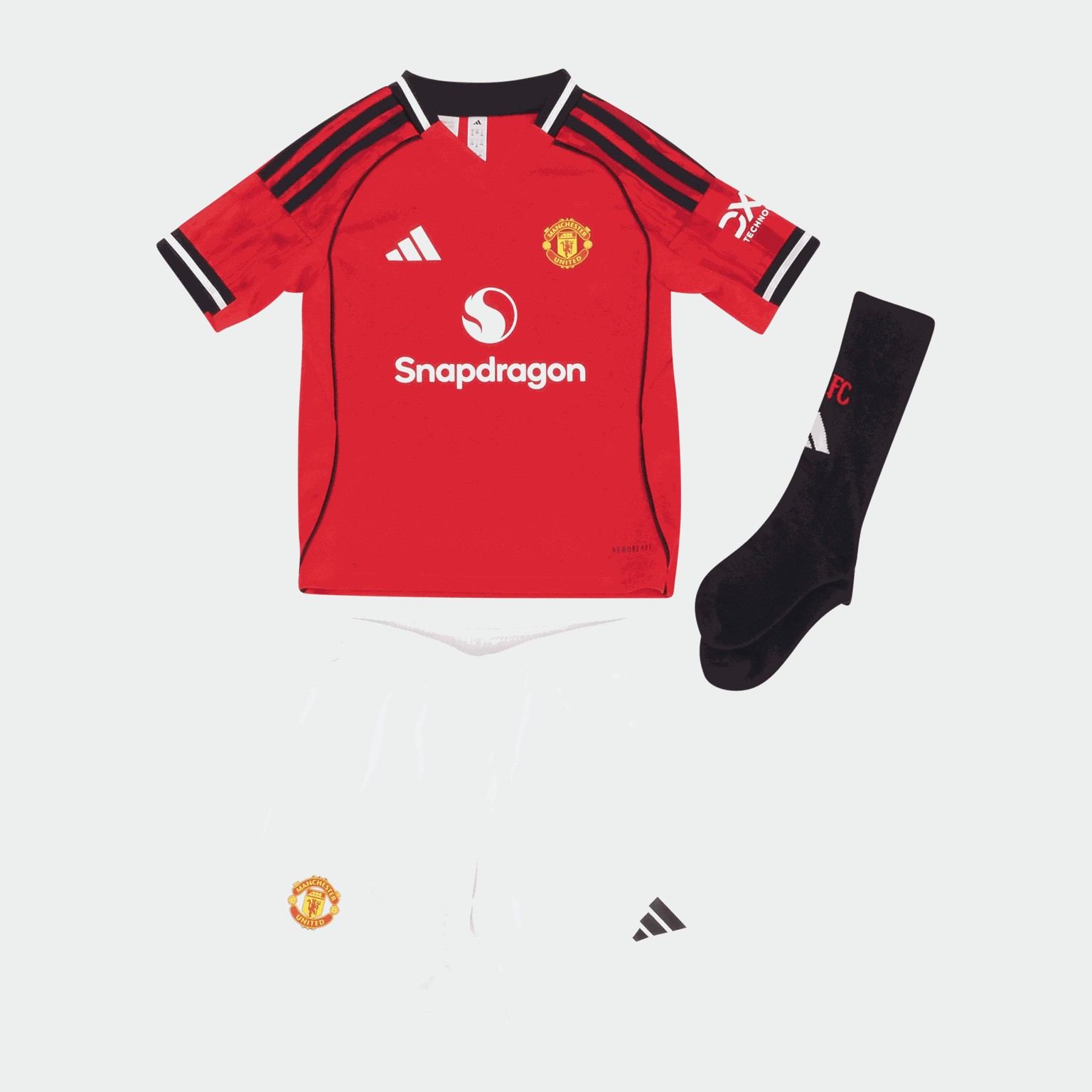 Manchester United Home Mini 2025/26, fotballsett, barn - Rød