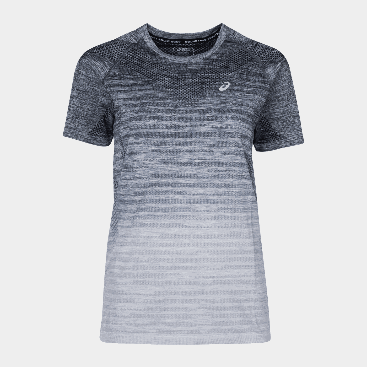  Camiseta feminina sem costura de manga curta – cinza