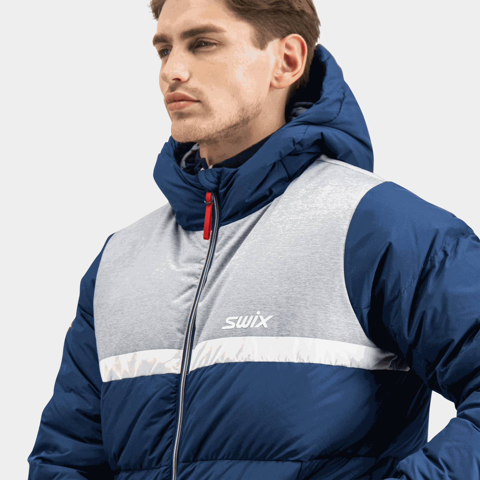  Jaqueta acolchoada masculina Swix Focus 23/24 azul escuro