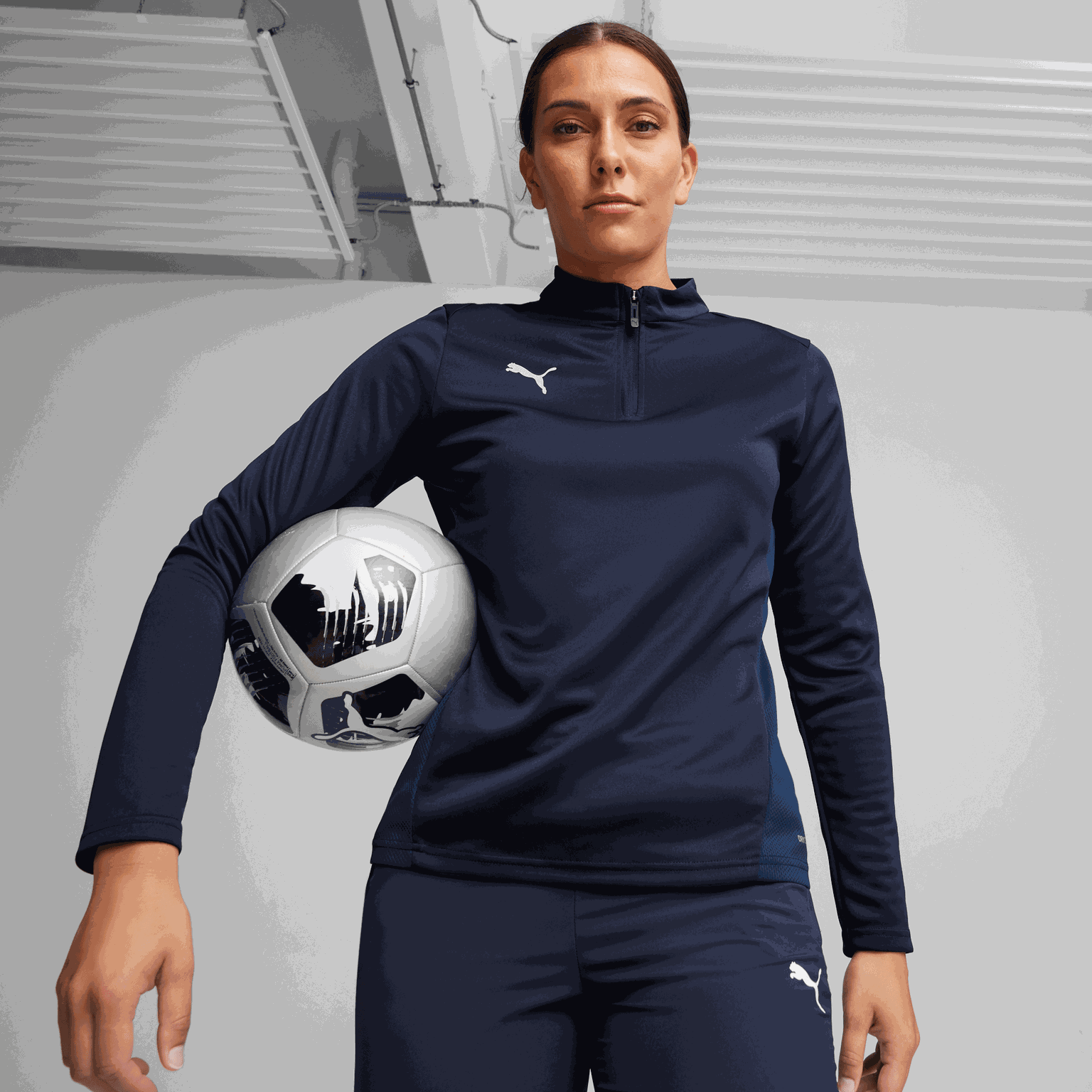  Suéter feminino teamGOAL com zíper de 1/4