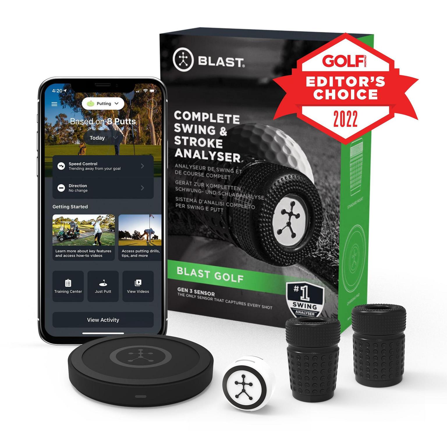  Blast bewegingssensor voor golf, golfsensor - zwart
