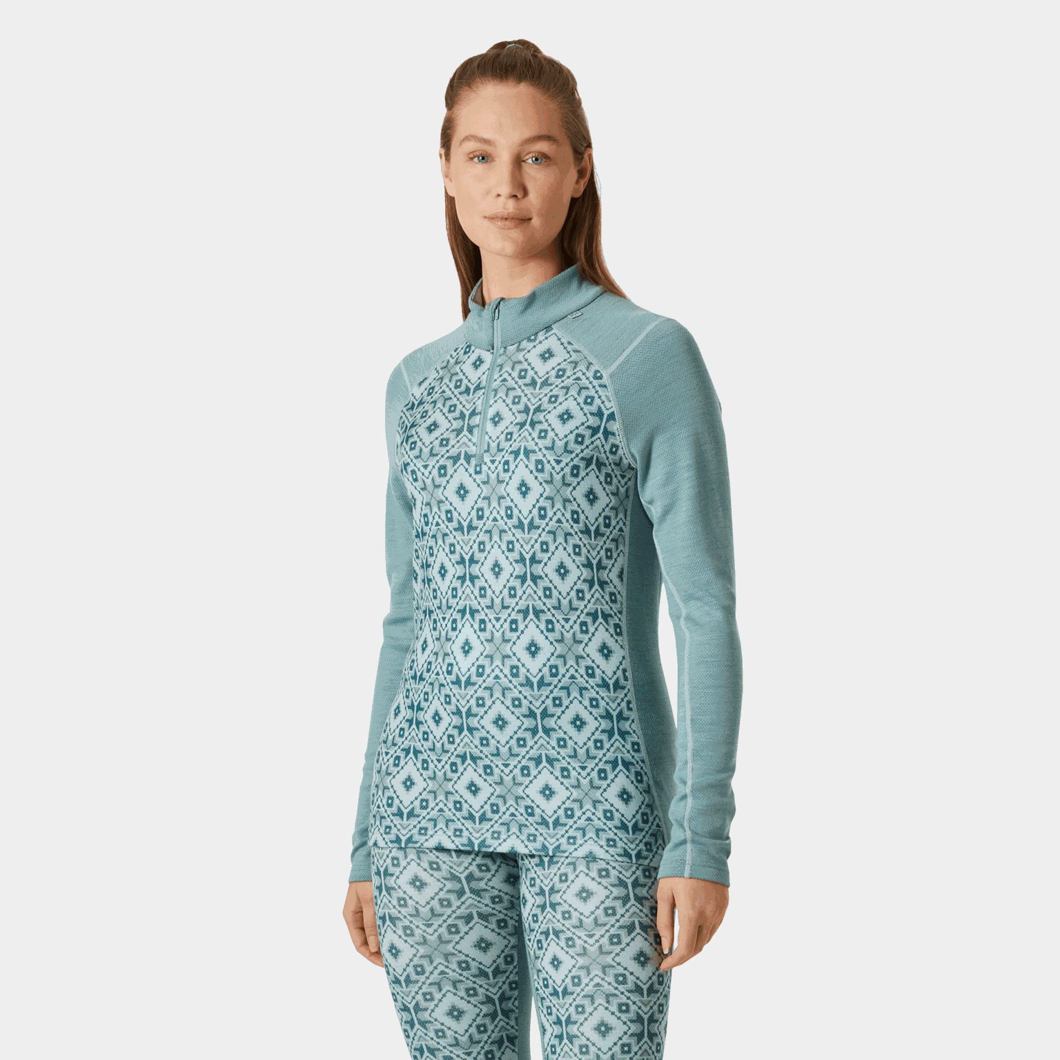 LIFA Merino Midweight Graphic 1/2 Zip, Pull en laine, Femme - Vert