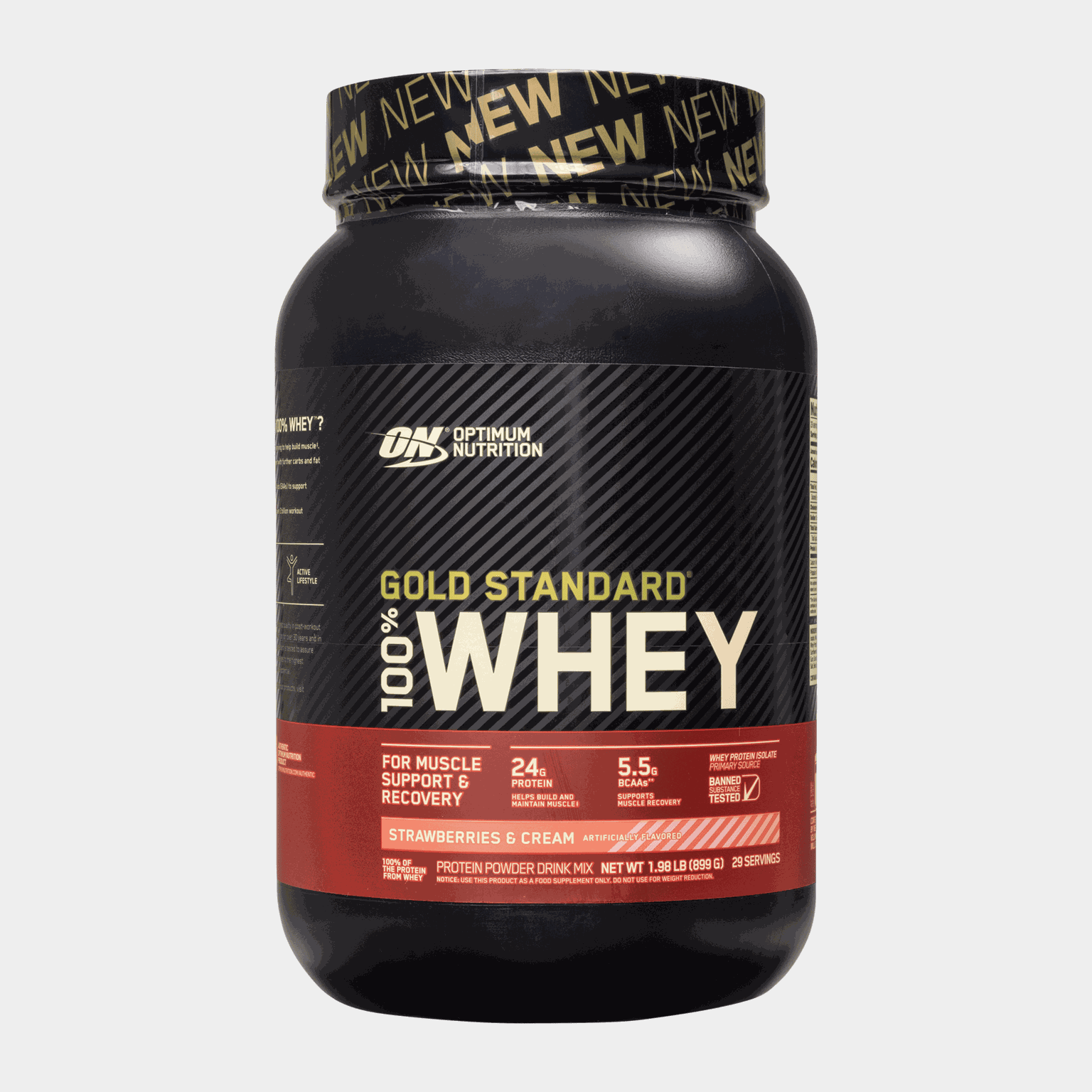 100% Whey Gold Standard 908g - Truskawka i śmietanka, Proszek białkowy -