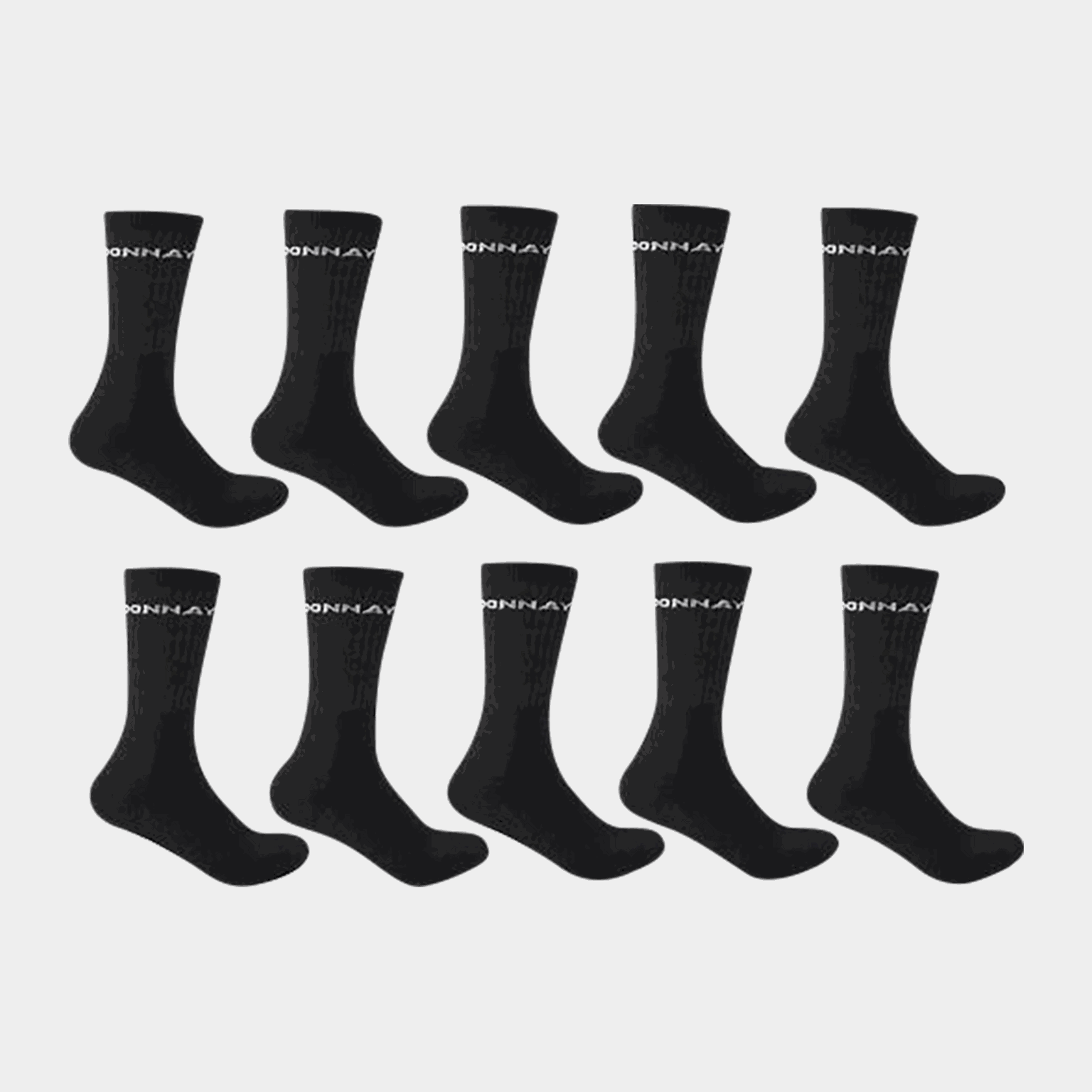  Conjunto de 10 camisetas e meias, unissex - preto