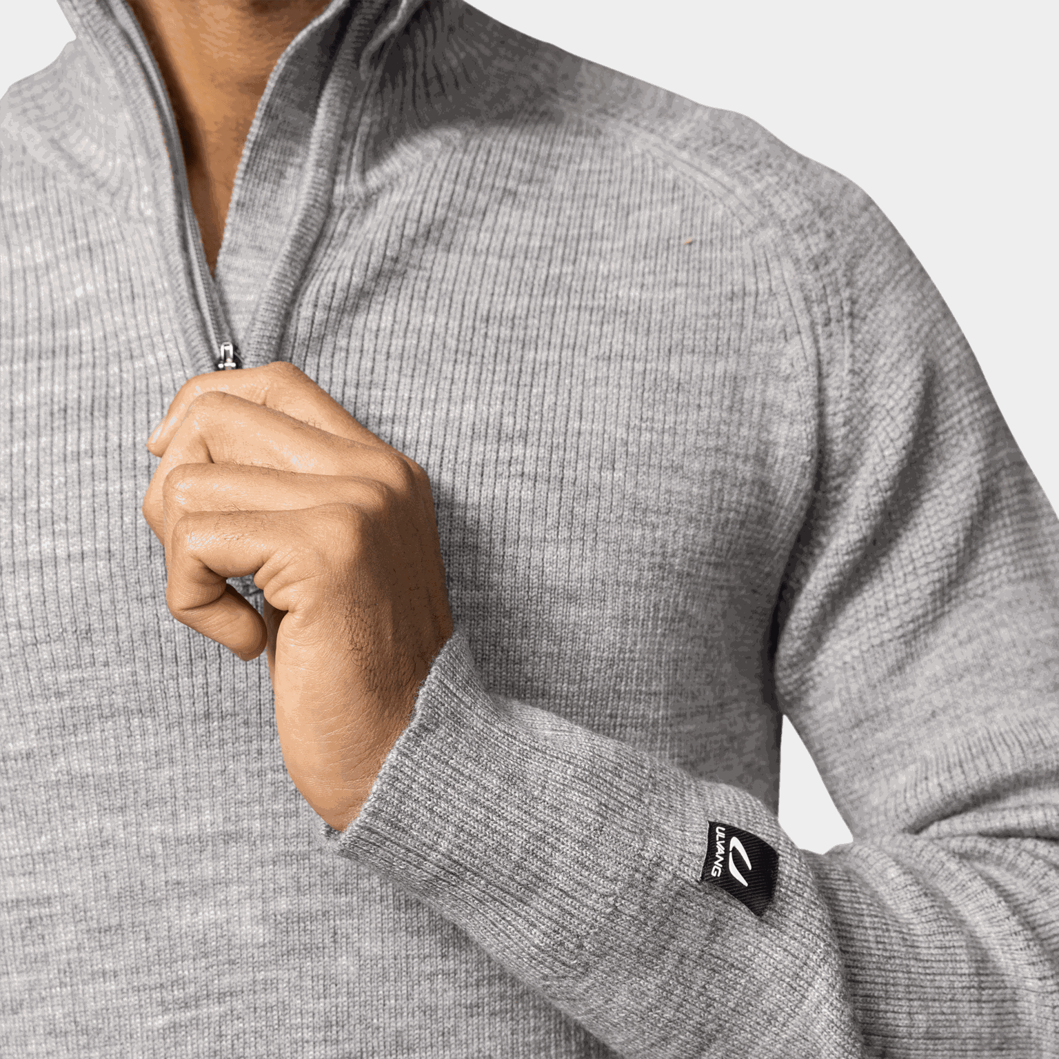  Maglione da uomo Eio in lana, mezza zip - Grigio