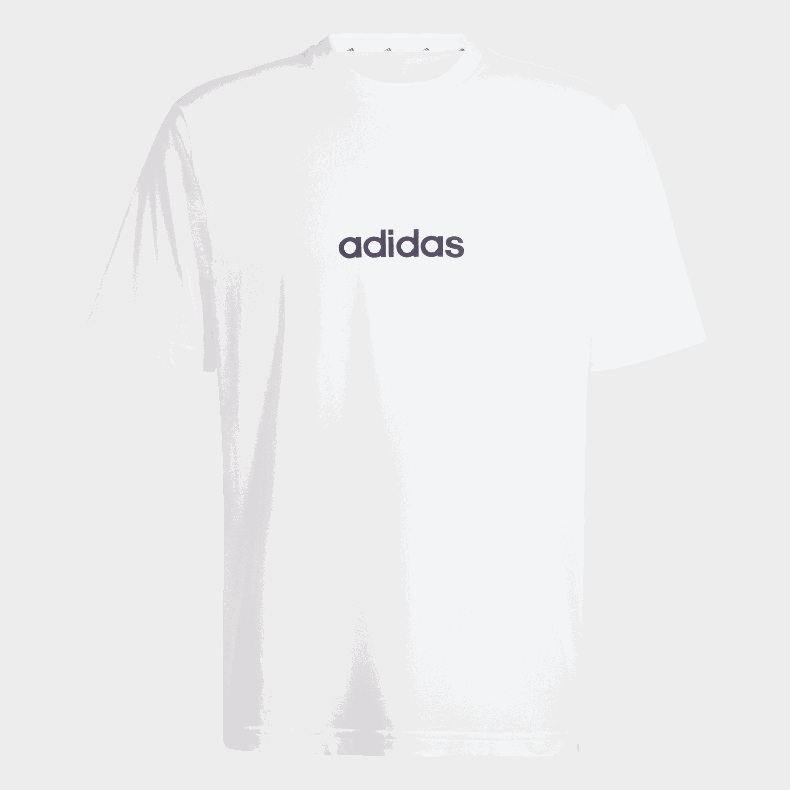  Camiseta masculina simples, confeccionada em tecido de malha lisa com estampa linear.