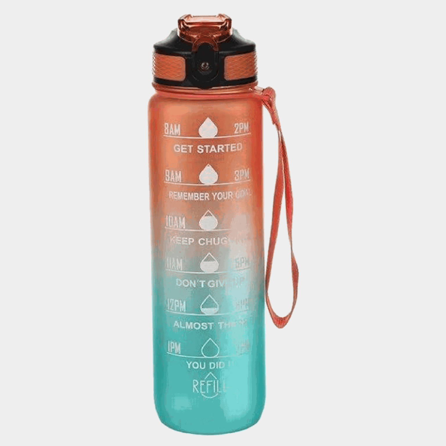 Motivational Bottle 1L, motivasjonsdrikkeflaske - Grønn