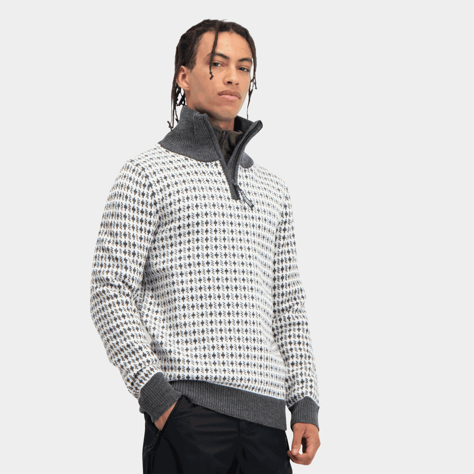  Pánský vlněný kardigan Nordic Sea - bílý
