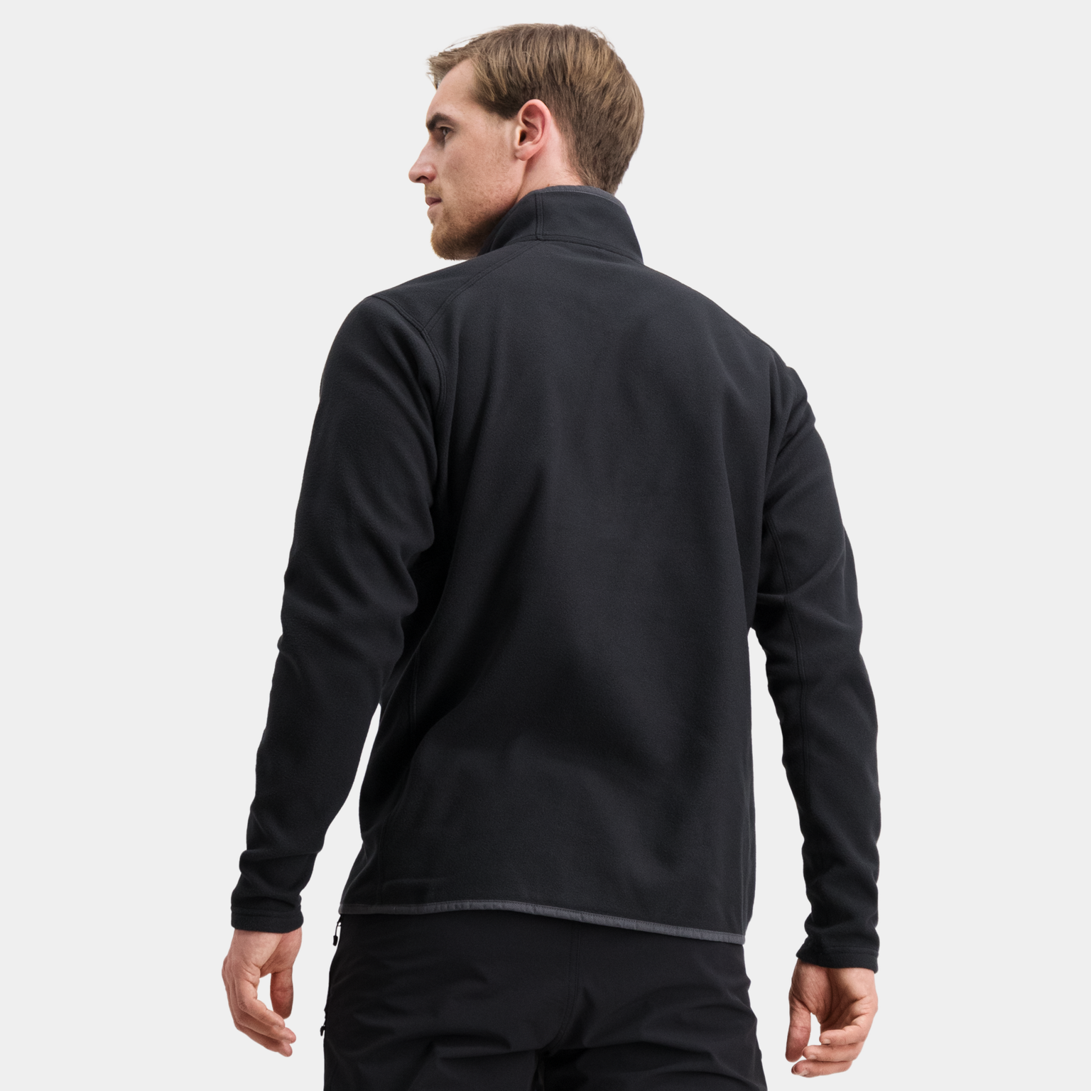  Felpa da uomo Pollux con mezza zip in pile - Nera