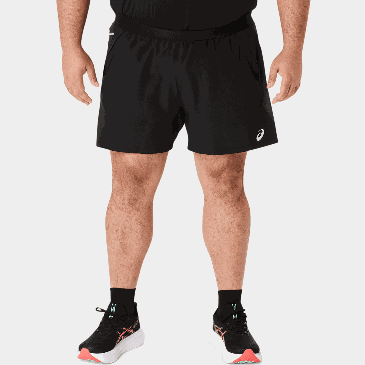  Calções de corrida masculinos, 5 polegadas, pretos