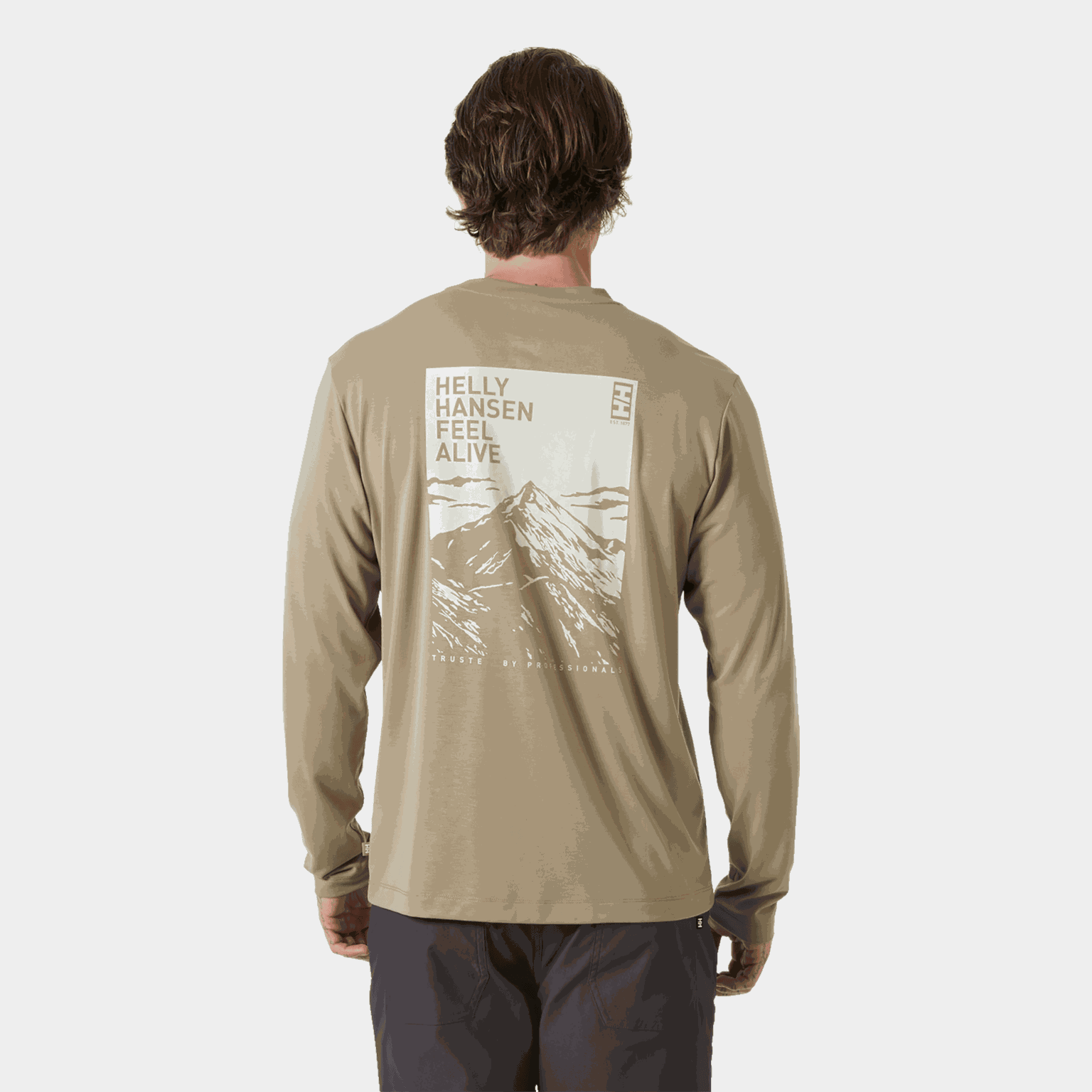 Skog T-shirt met lange mouwen en grafische print, maat L - Grijs