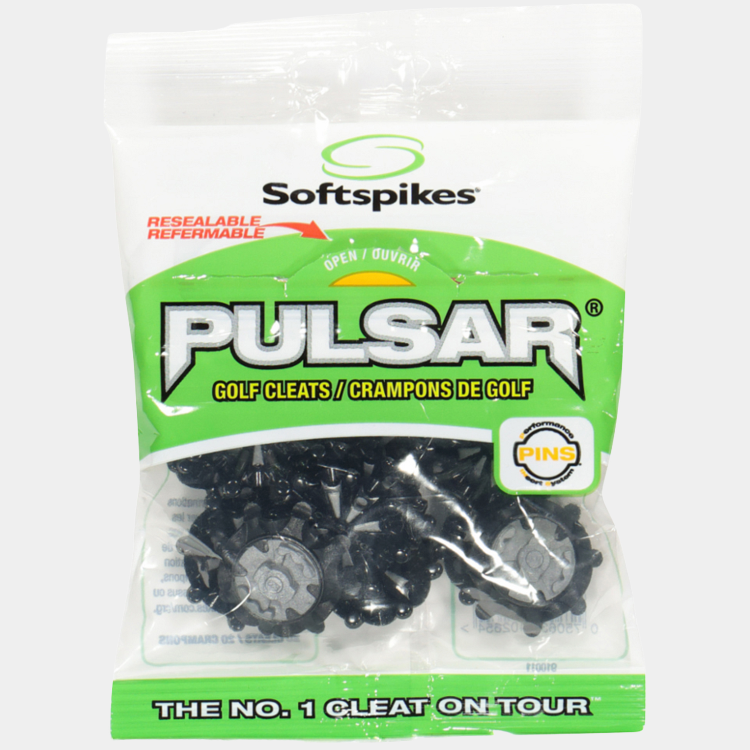  Crampons de golf Pulsar Pins Clamshell – Noirs