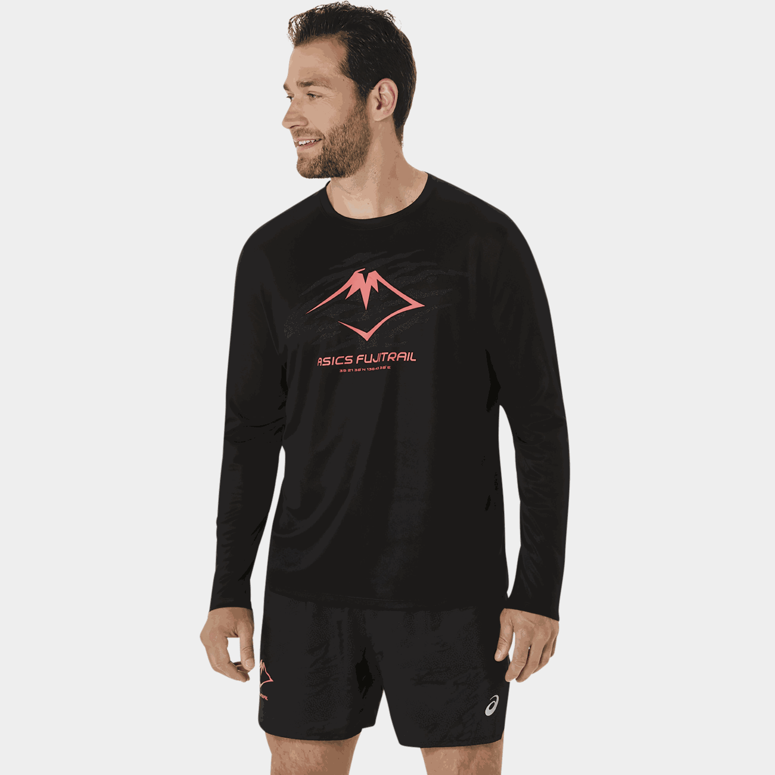 Fujitrail logo T-shirt met lange mouwen, herensweatshirt – Zwart