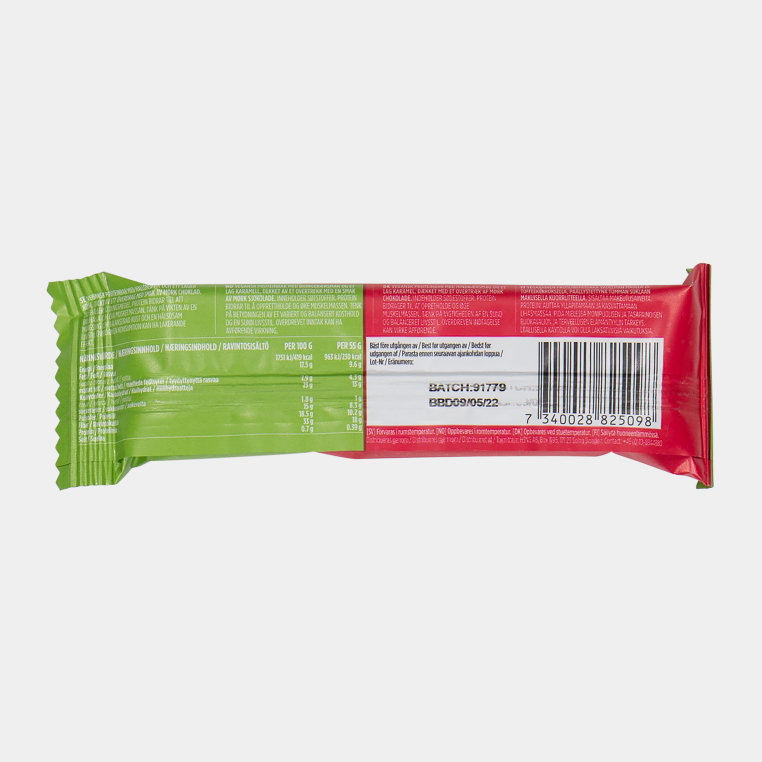 Baton proteinowy Star Nutrition Vegan, 55 g, czekolada i malina, baton proteinowy -