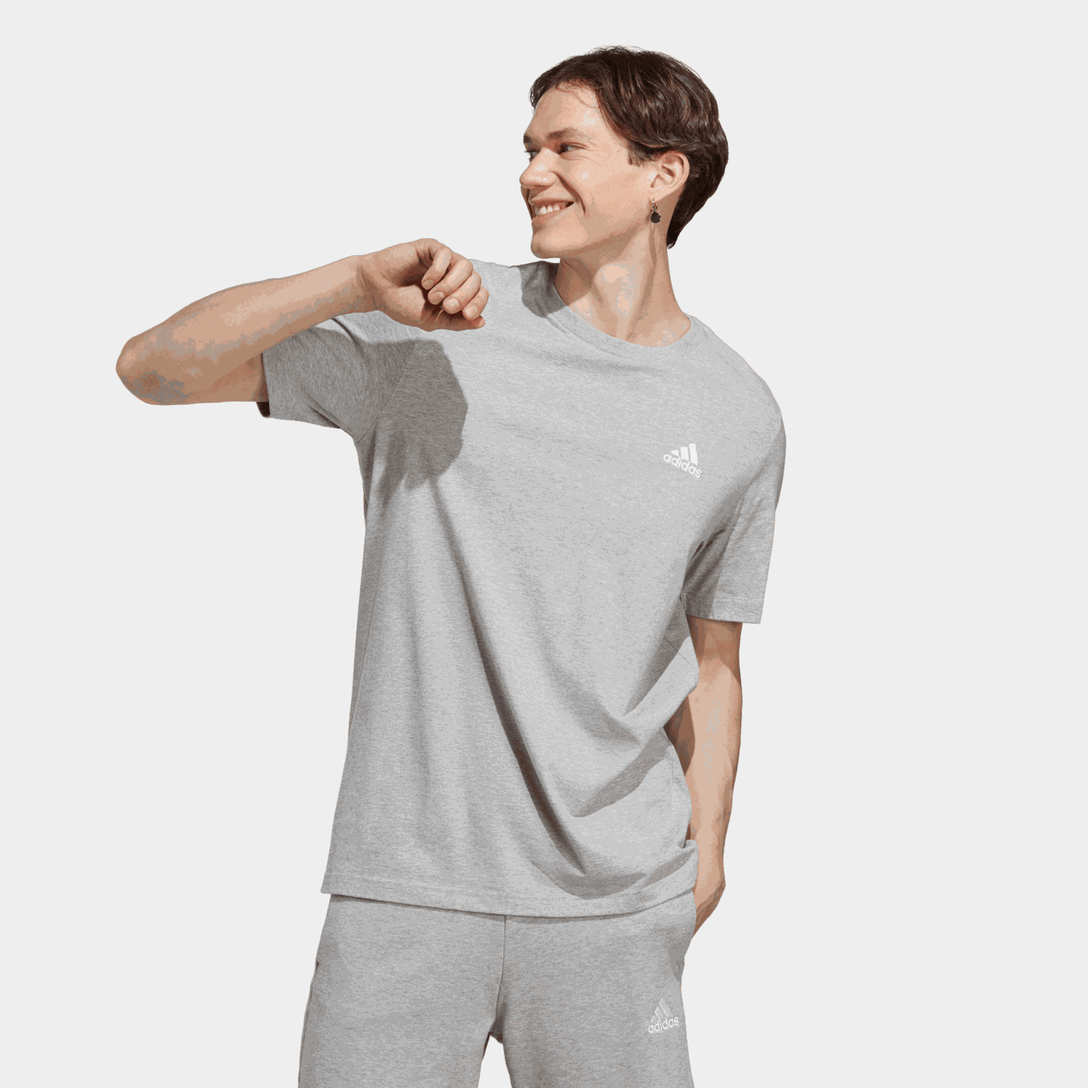  T-shirt basic in jersey, t-shirt da uomo - grigia