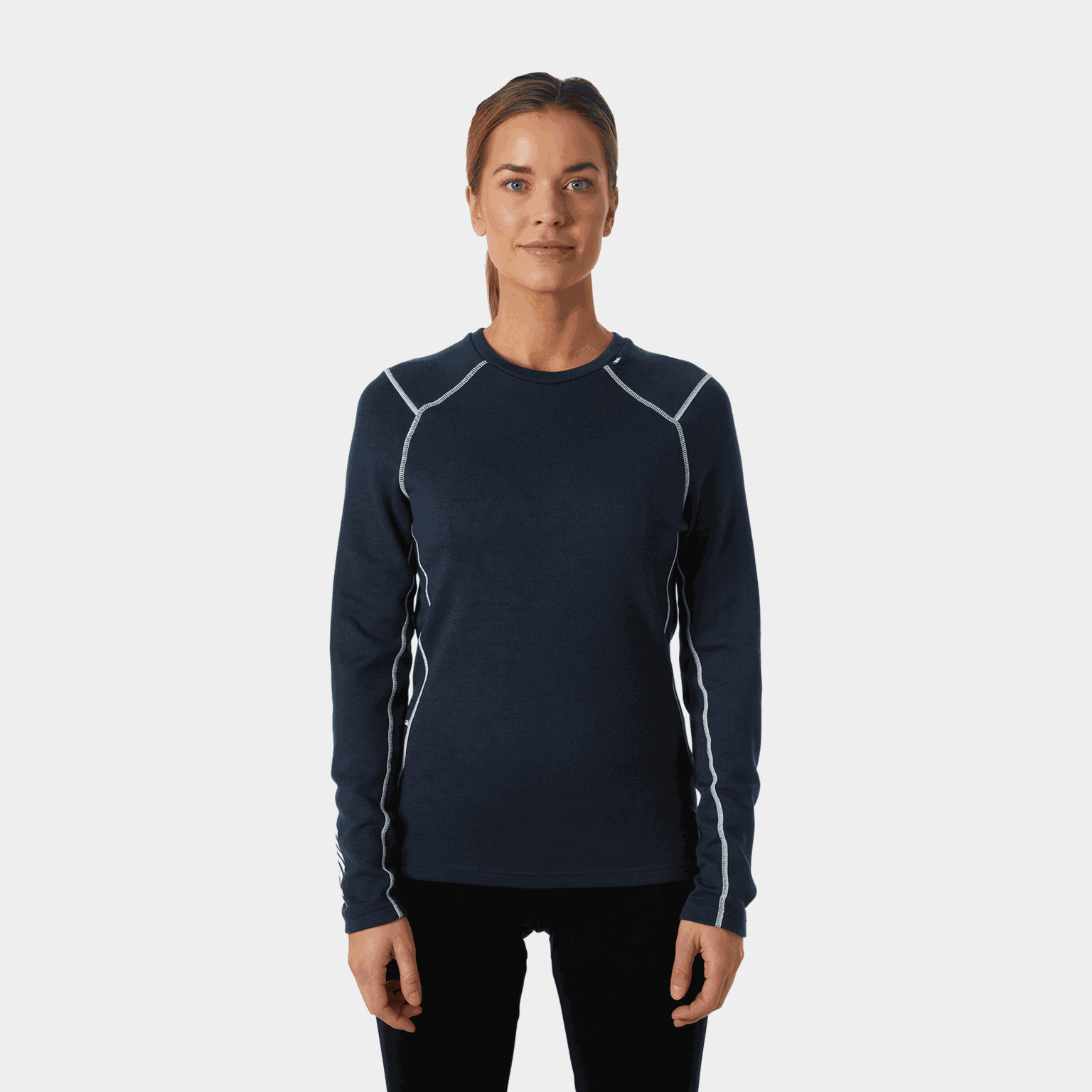  Pull en laine mérinos mi-lourde Lifa, col rond, pour femme - Bleu foncé