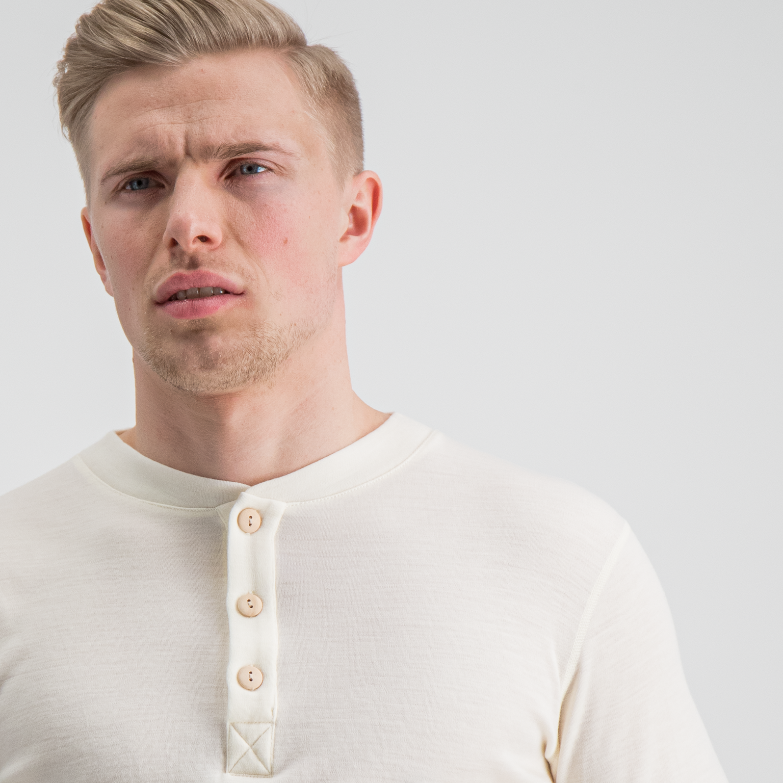 Merino Wool Top, bestefarstrøye, 100 % merinoull - Hvit