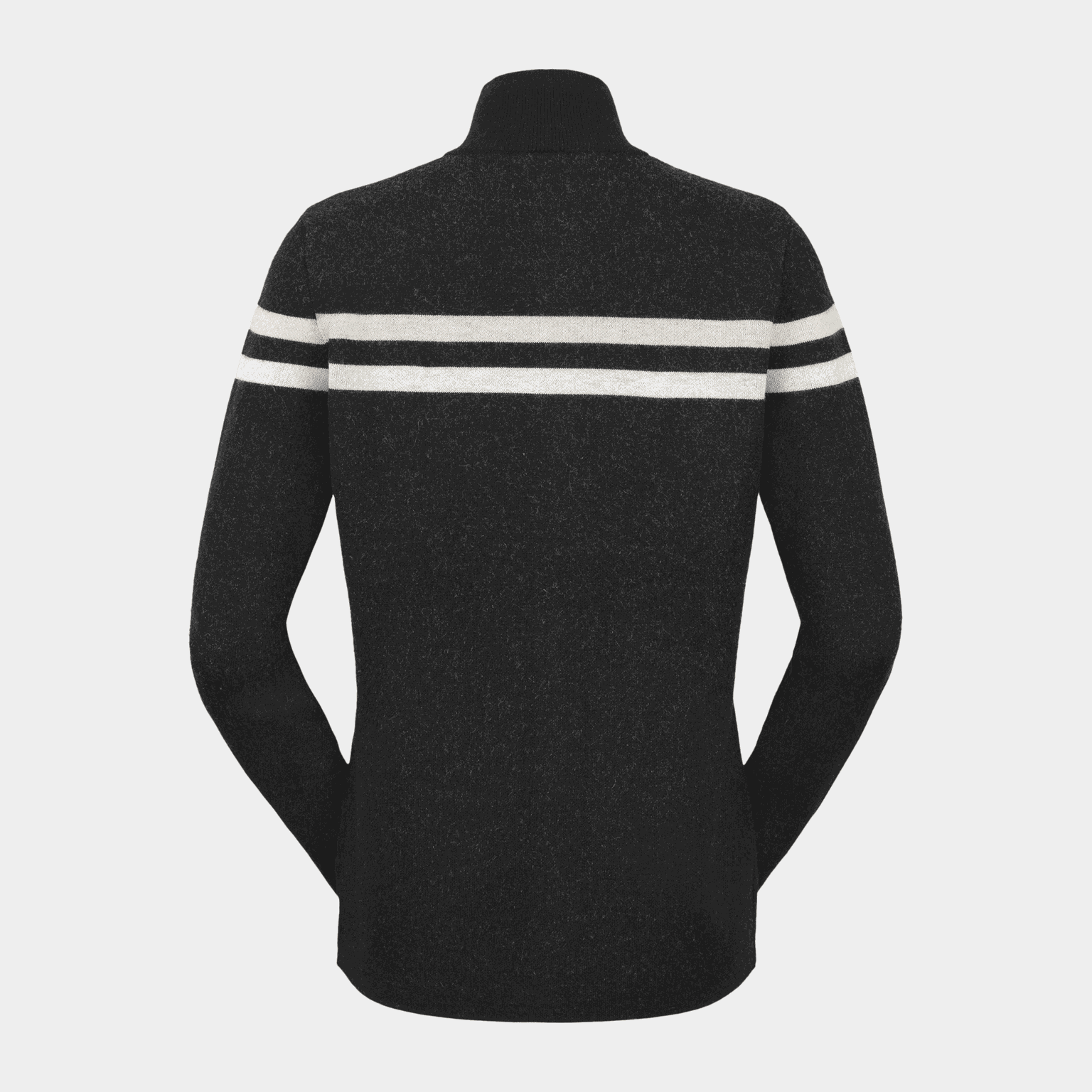  Cardigã feminino de lã com gola redonda - preto