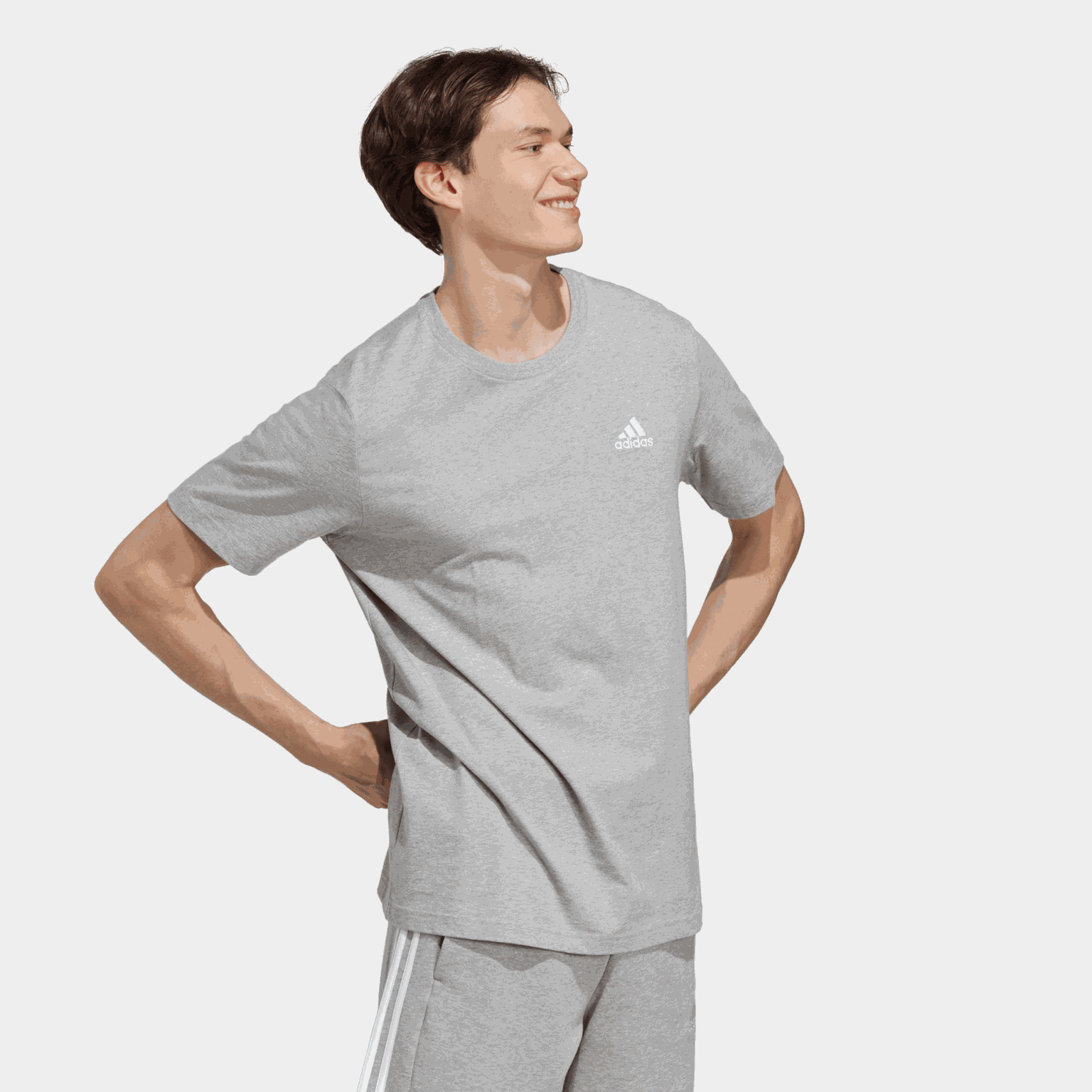  Effen gebreid T-shirt voor heren - grijs