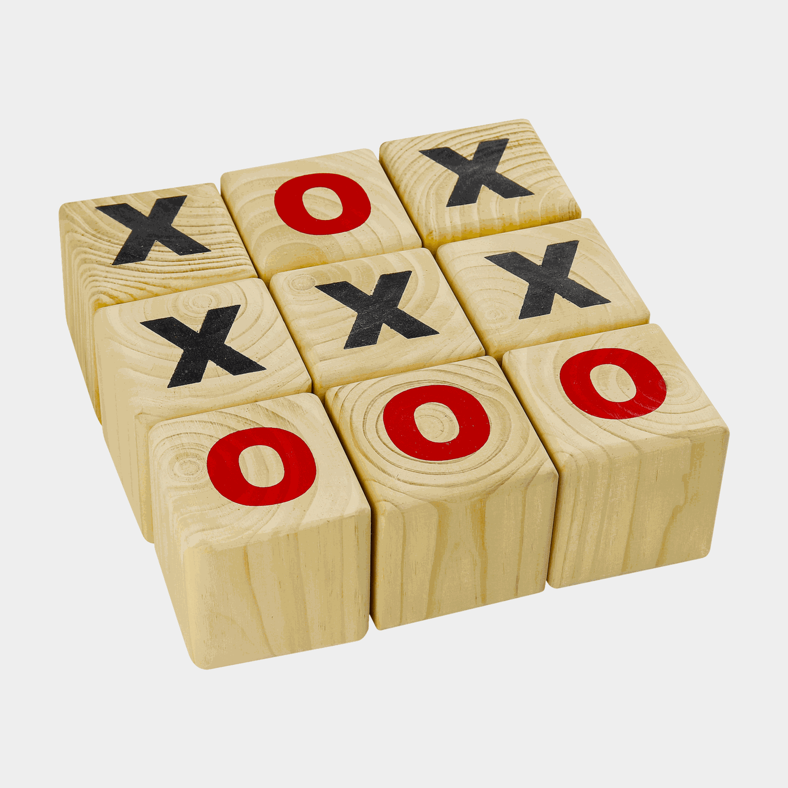  Juego de tres en raya de madera, juego de jardín - Marrón