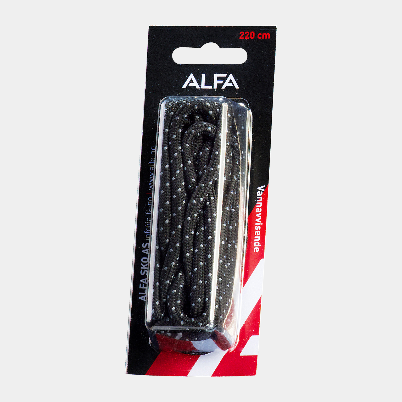 Lacci per scarpe Alfa, idrorepellenti, 24/25, neri