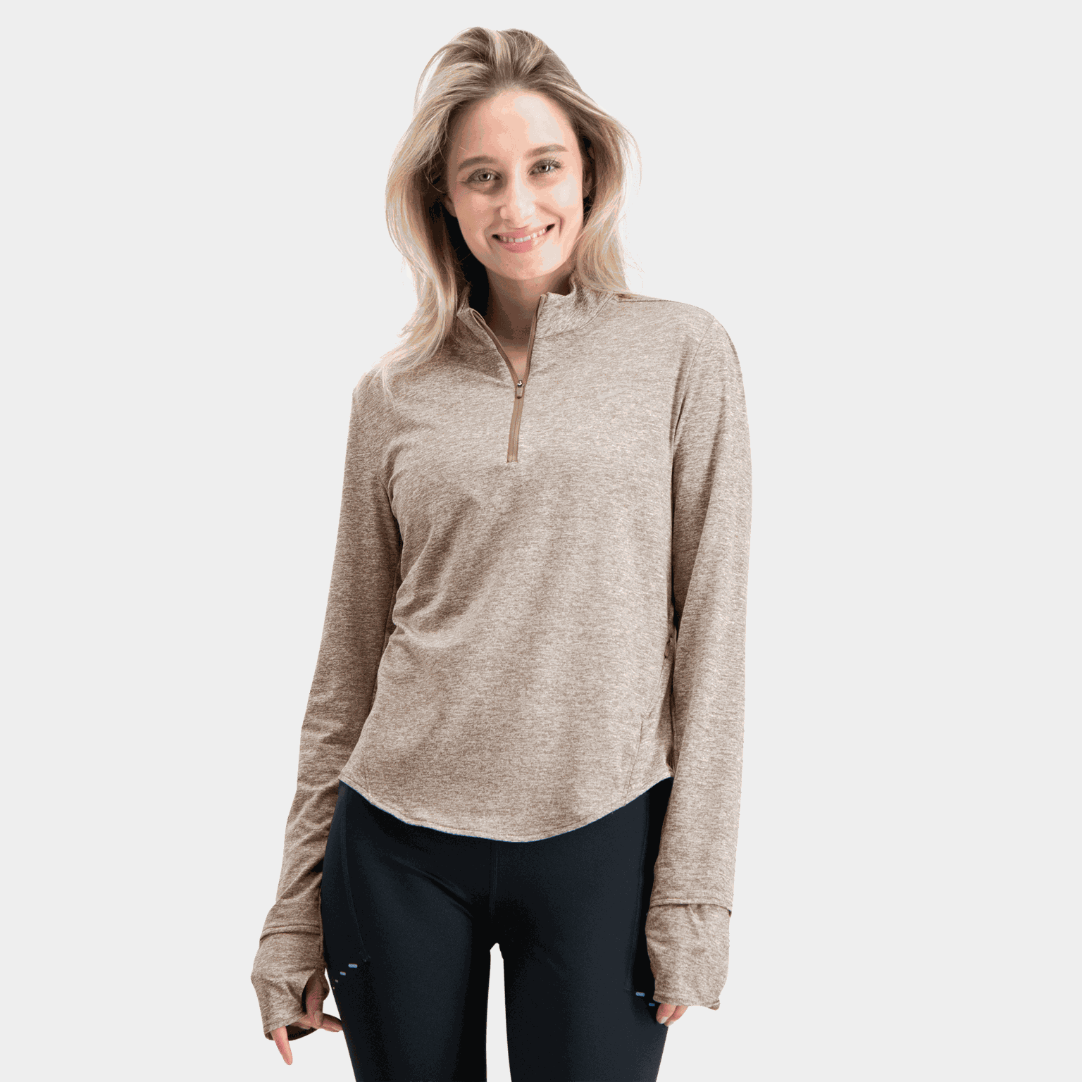 Swift Dri-FIT UV Half-Zip Top, treningsgenser, dame - Brun