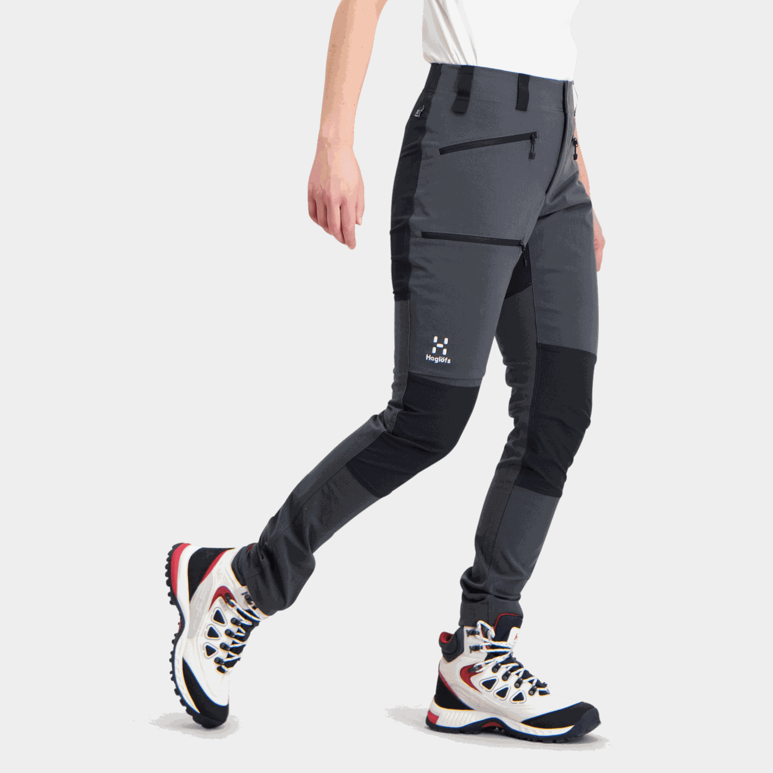  Pantaloni da trekking da donna a vestibilità medio-aderente, softshell - Grigio