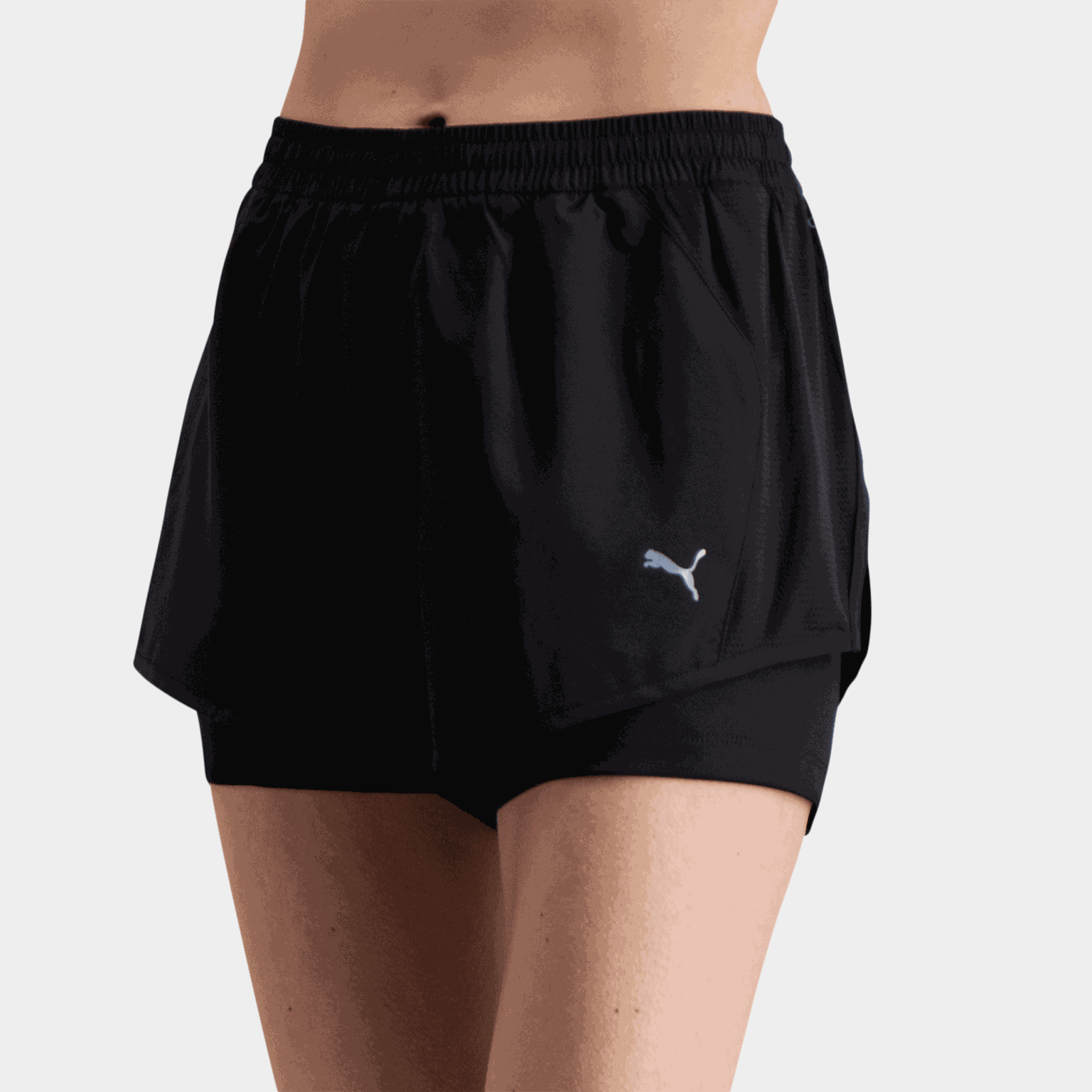 Shorts de corrida femininos Velocity 2 em 1 de 3 polegadas - Preto