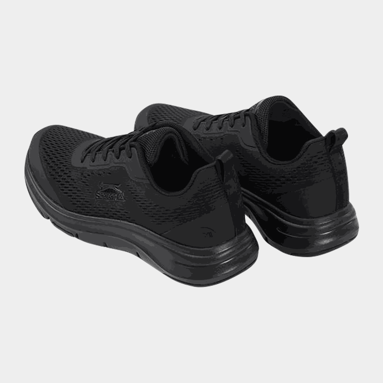 Tênis feminino de malha com suporte para o arco do pé, modelo casual - preto