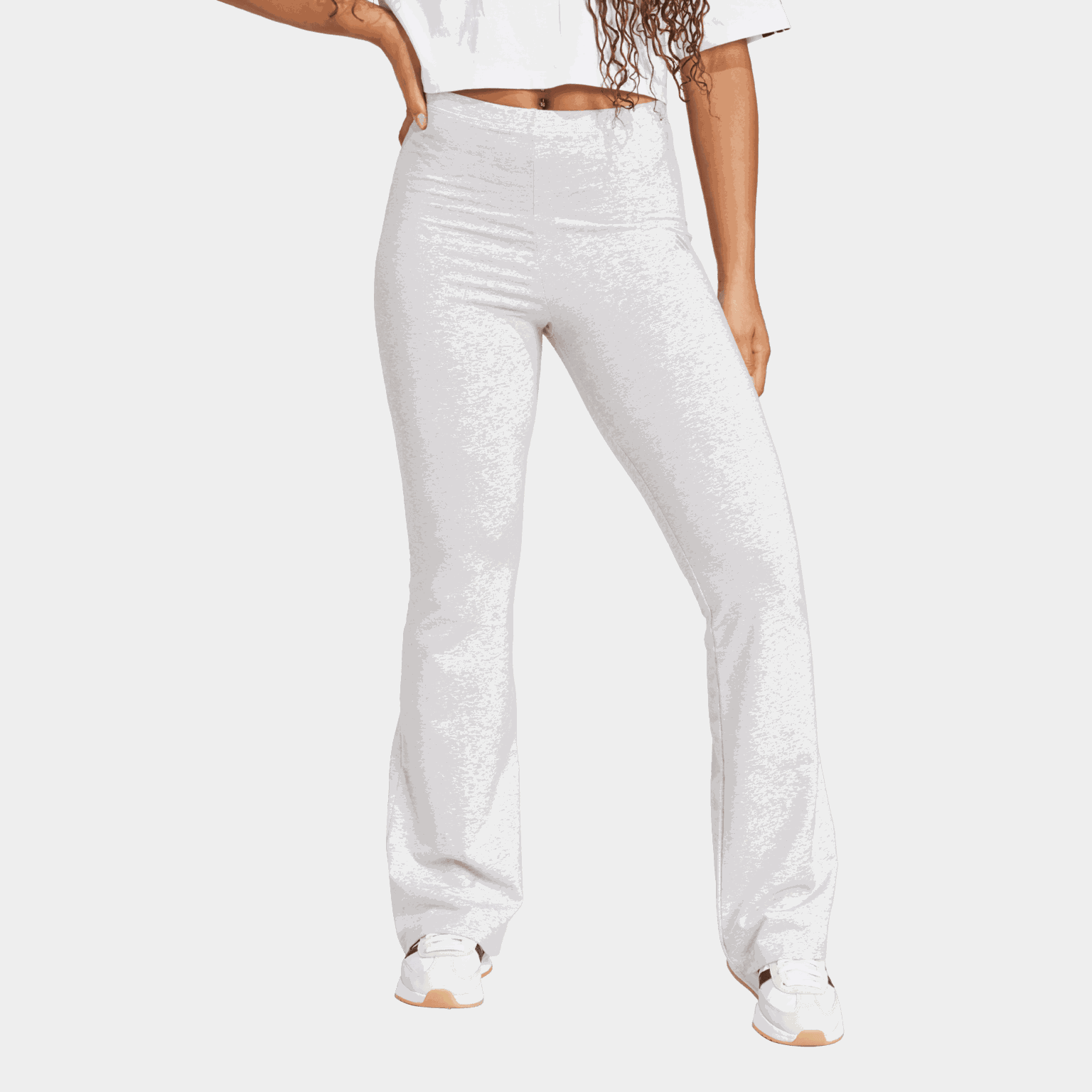 Leggings simples com logo pequeno e pernas largas, calças esportivas femininas.
