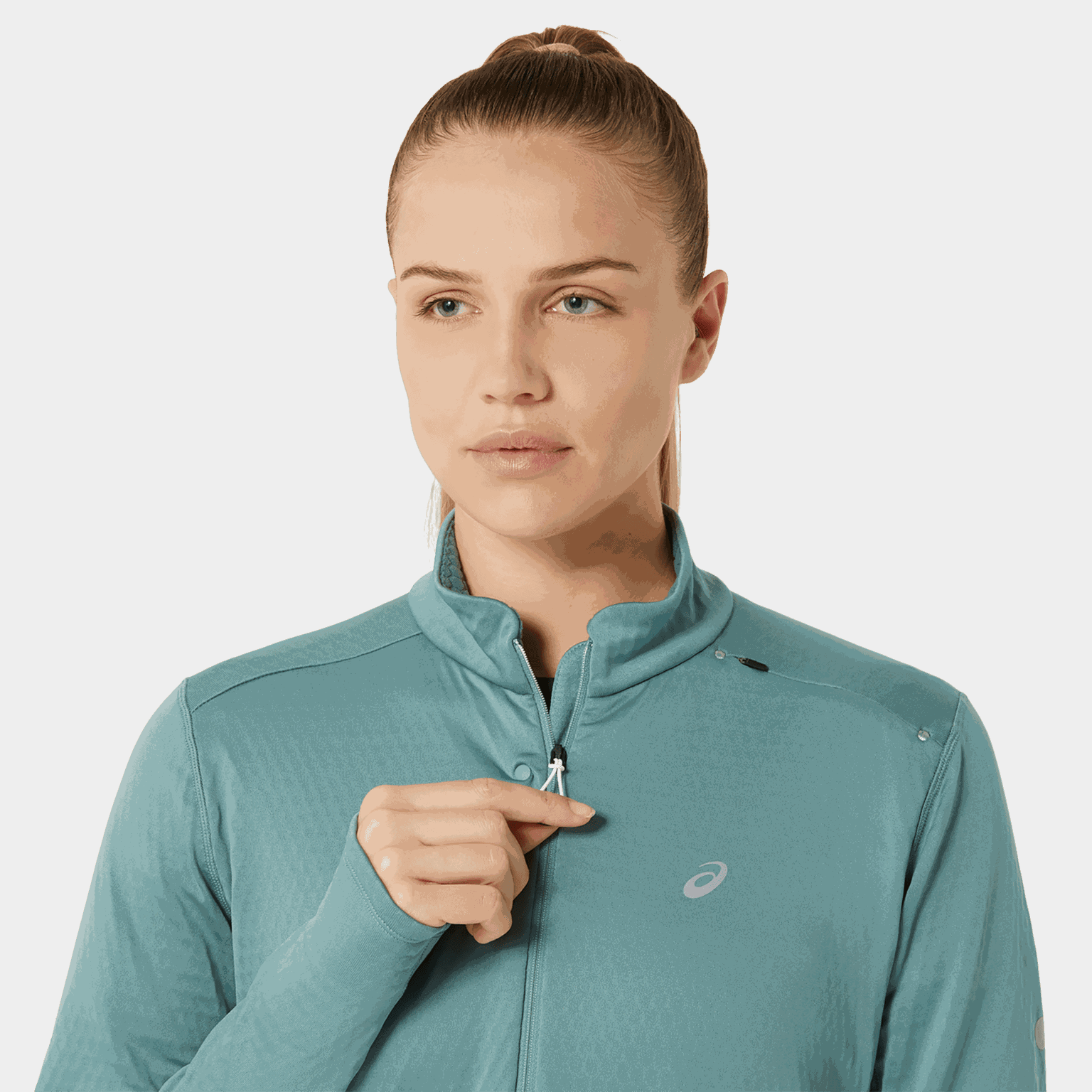 Winterhoodie met halve rits voor dames - Groen