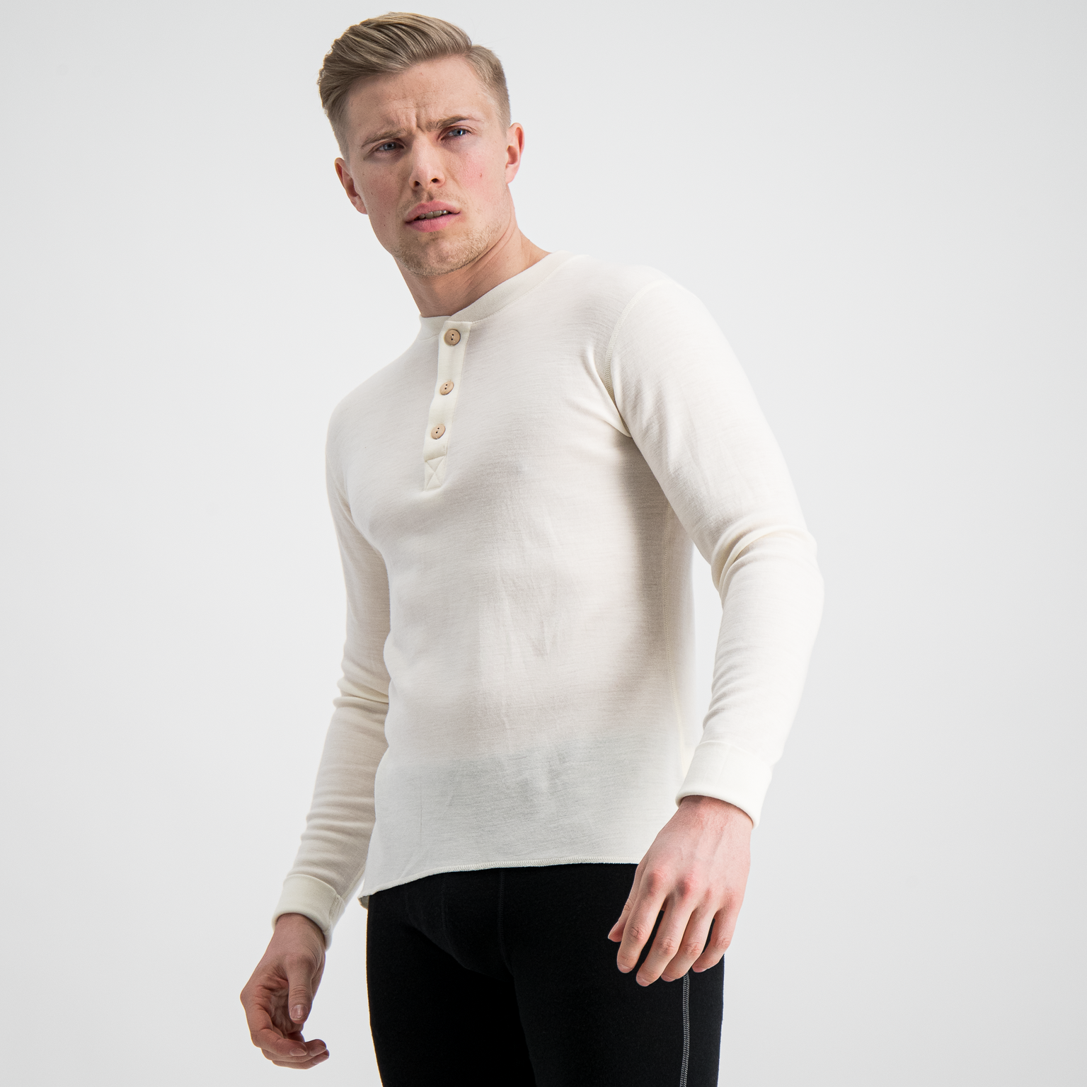 Merino Wool Top, bestefarstrøye, 100 % merinoull - Hvit