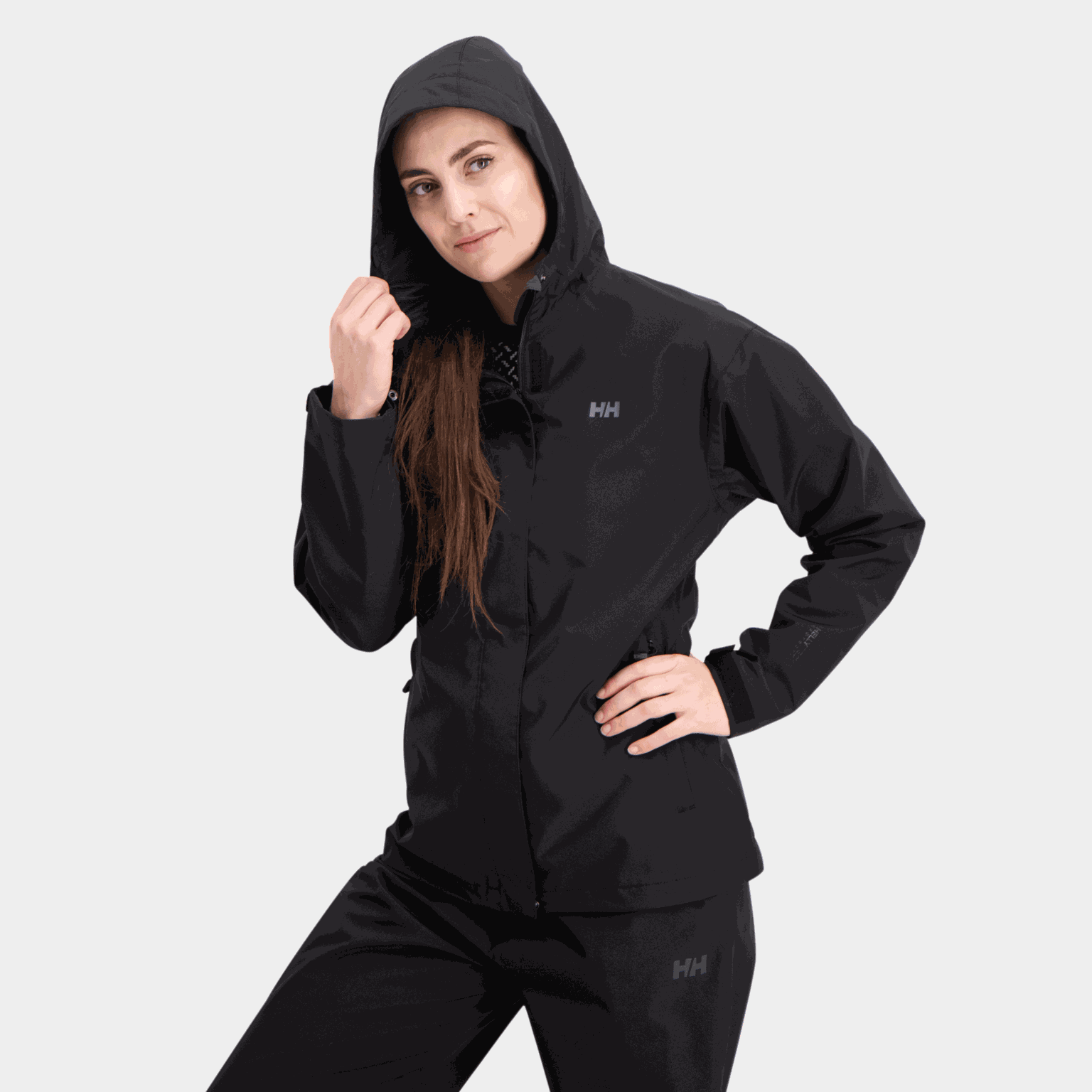  Waterdichte jas 77, waterdichte jas voor dames - zwart